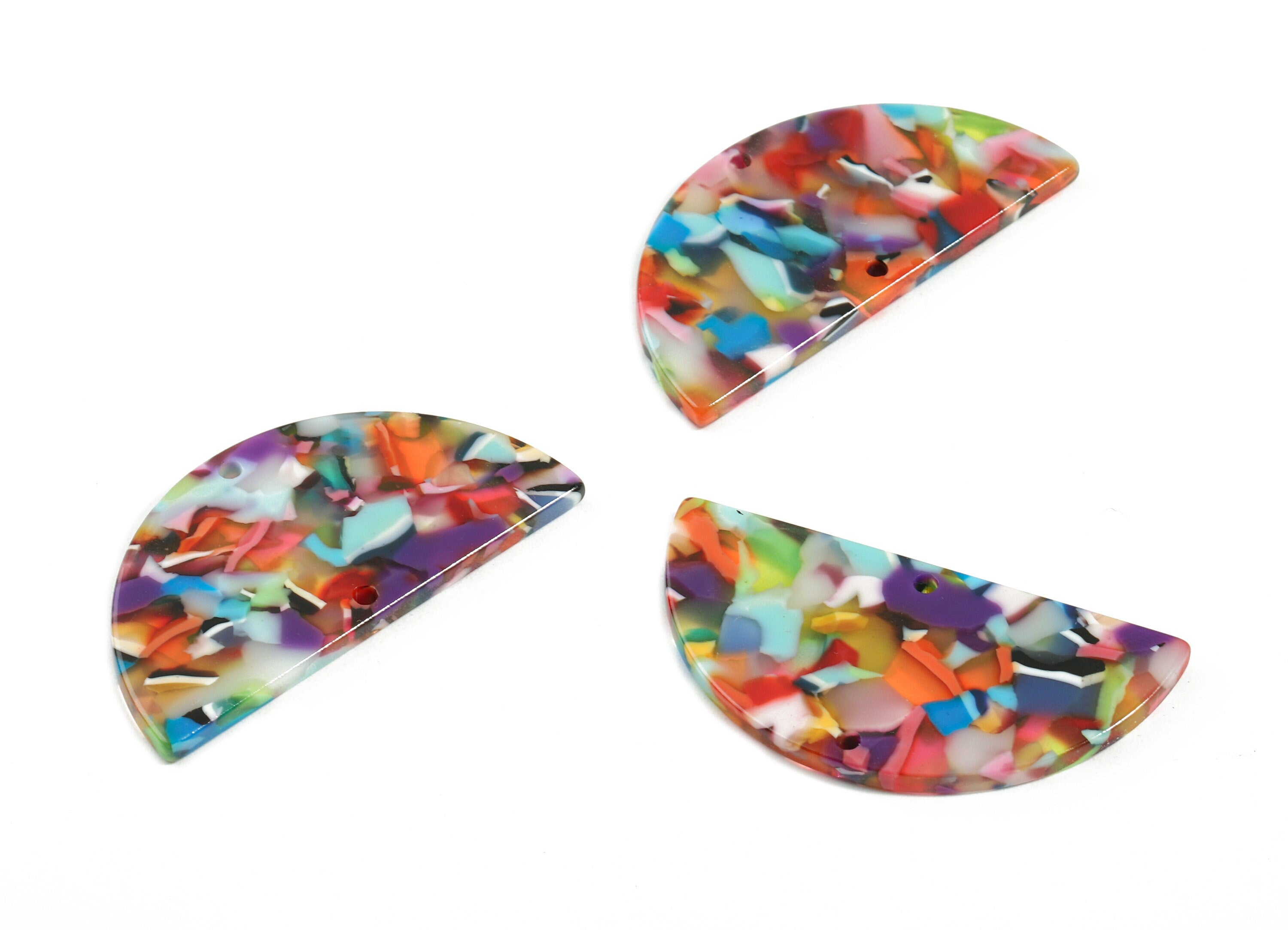Acetate Semicircle Connectors - 2 Holes - Half Moon Earrings - Earring Findings - Color Code:A21 - 43.09x21.54x2.5mm - AC1800-A21 - DOMEDBAZAAR