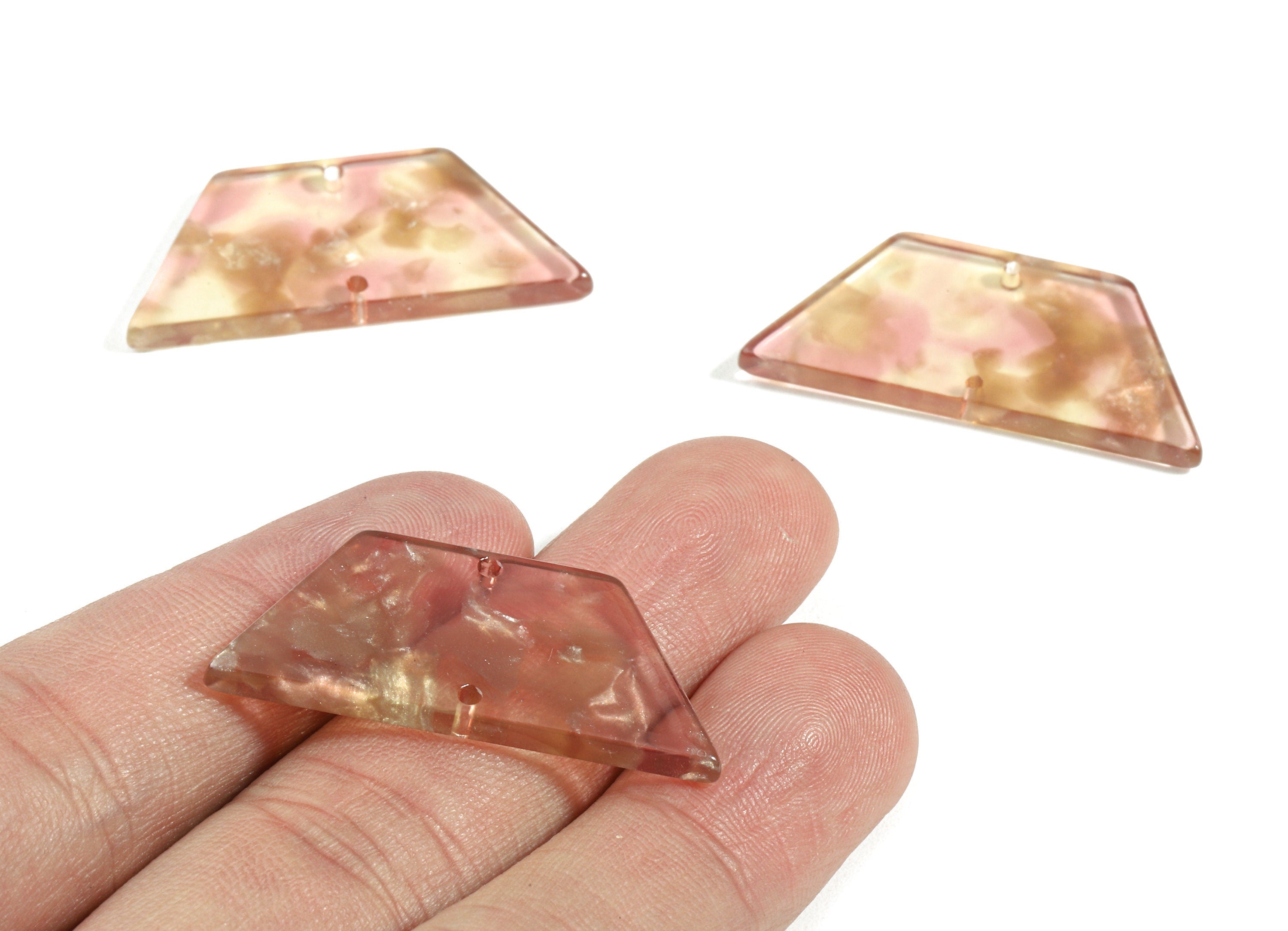 Acetate Trapezoid Connectors - 2 Holes - Trapezoid Earrings - Earring Findings - Color Code:A45 - 36.62x16x2.67mm - AC1802-A45 - DOMEDBAZAAR