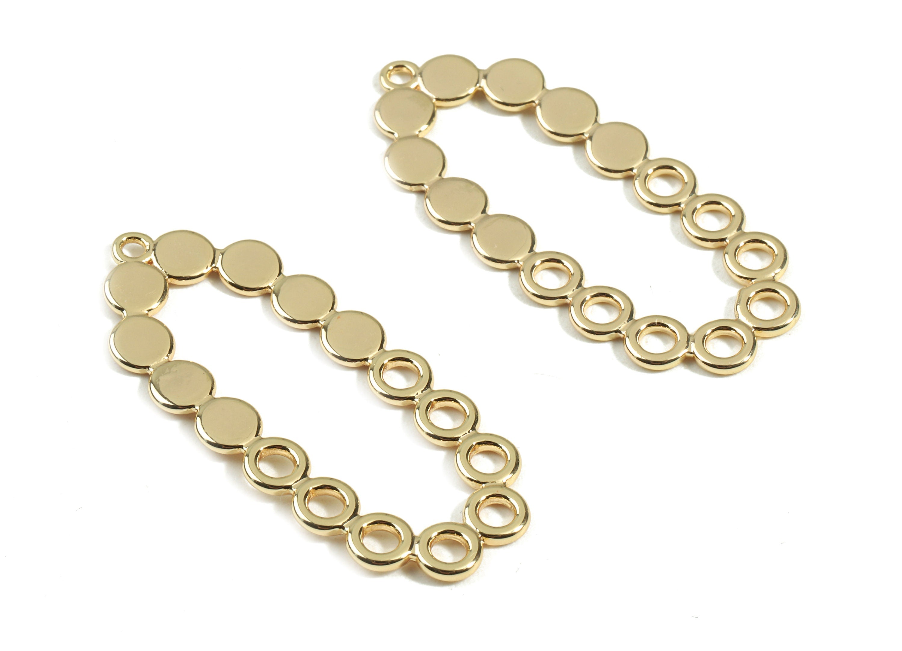 Brass Oval Earring Charms - Brass Gold Oval Earring Pendant - 18K Real Gold Plated Brass - Jewelry Supplies - 40.71x17.78x1.31mm - RGP2393 - DOMEDBAZAAR