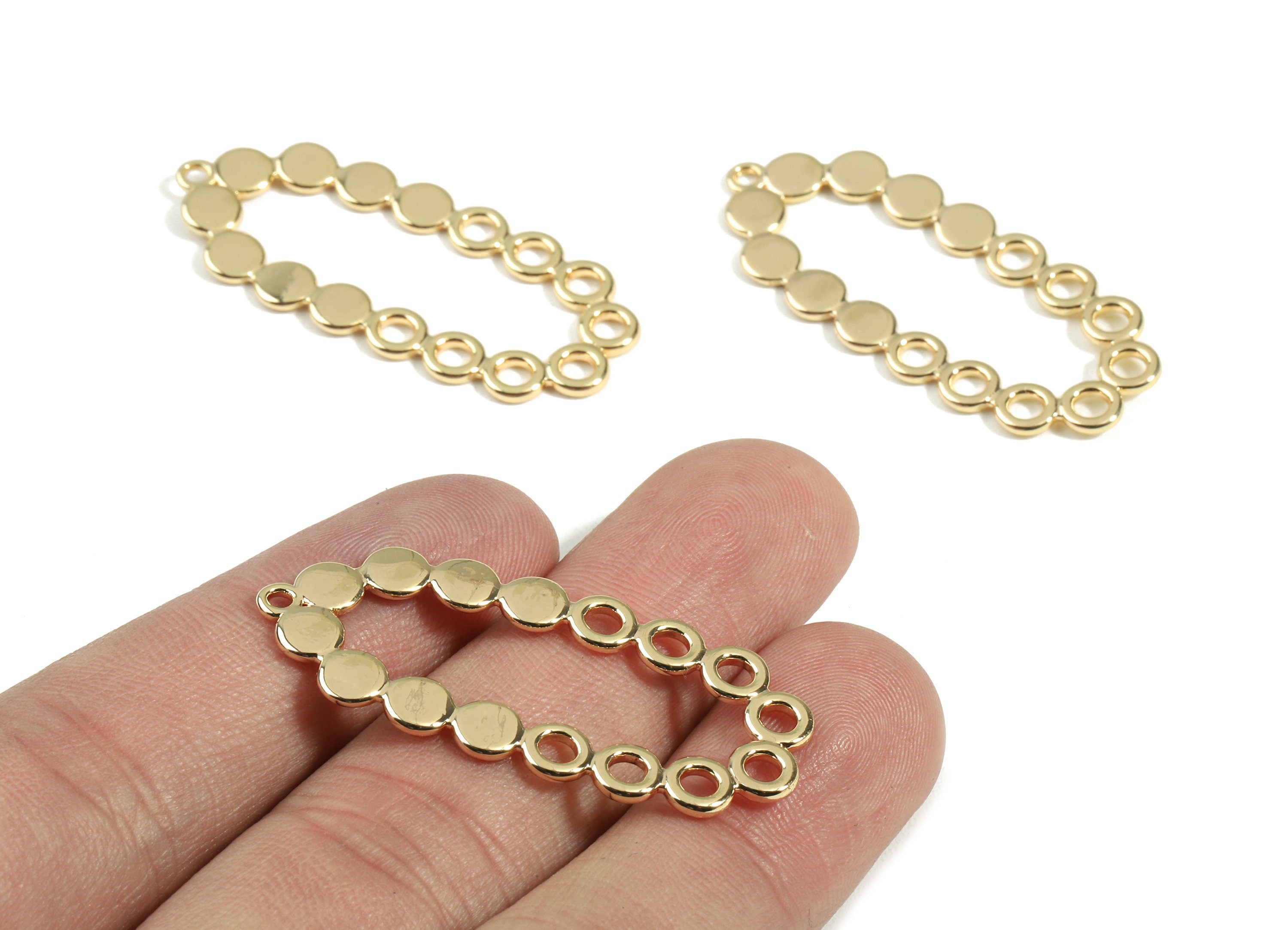 Brass Oval Earring Charms - Brass Gold Oval Earring Pendant - 18K Real Gold Plated Brass - Jewelry Supplies - 40.71x17.78x1.31mm - RGP2393 - DOMEDBAZAAR