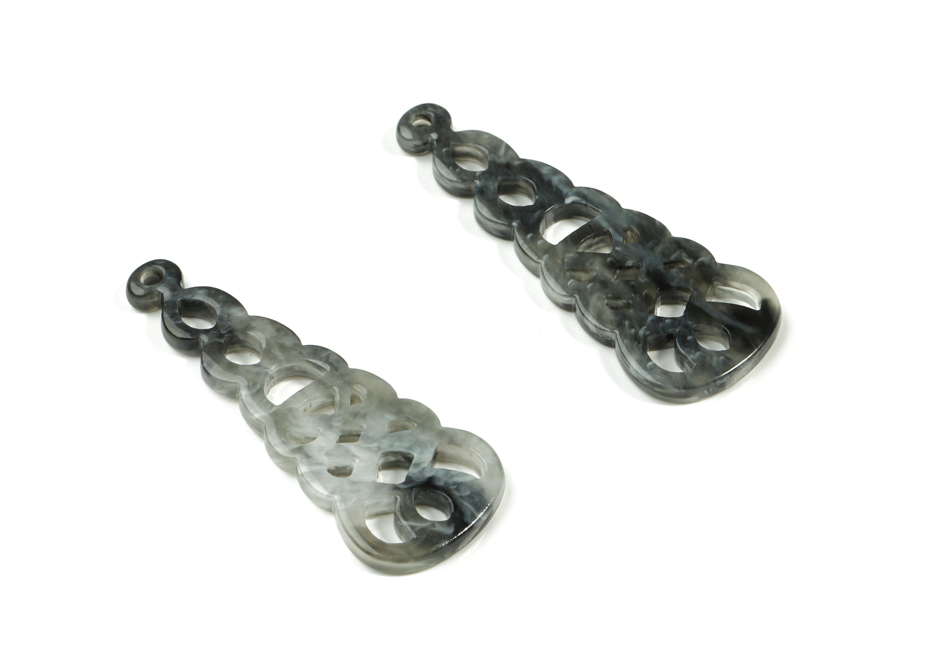 Acetate Unique Earring Charm - Patterned Drop Pendant - Earring Finding - Jewelry Supplies - Color Code:A231 - 39.8x14.7x2.5mm - AC1832-A231 - DOMEDBAZAAR