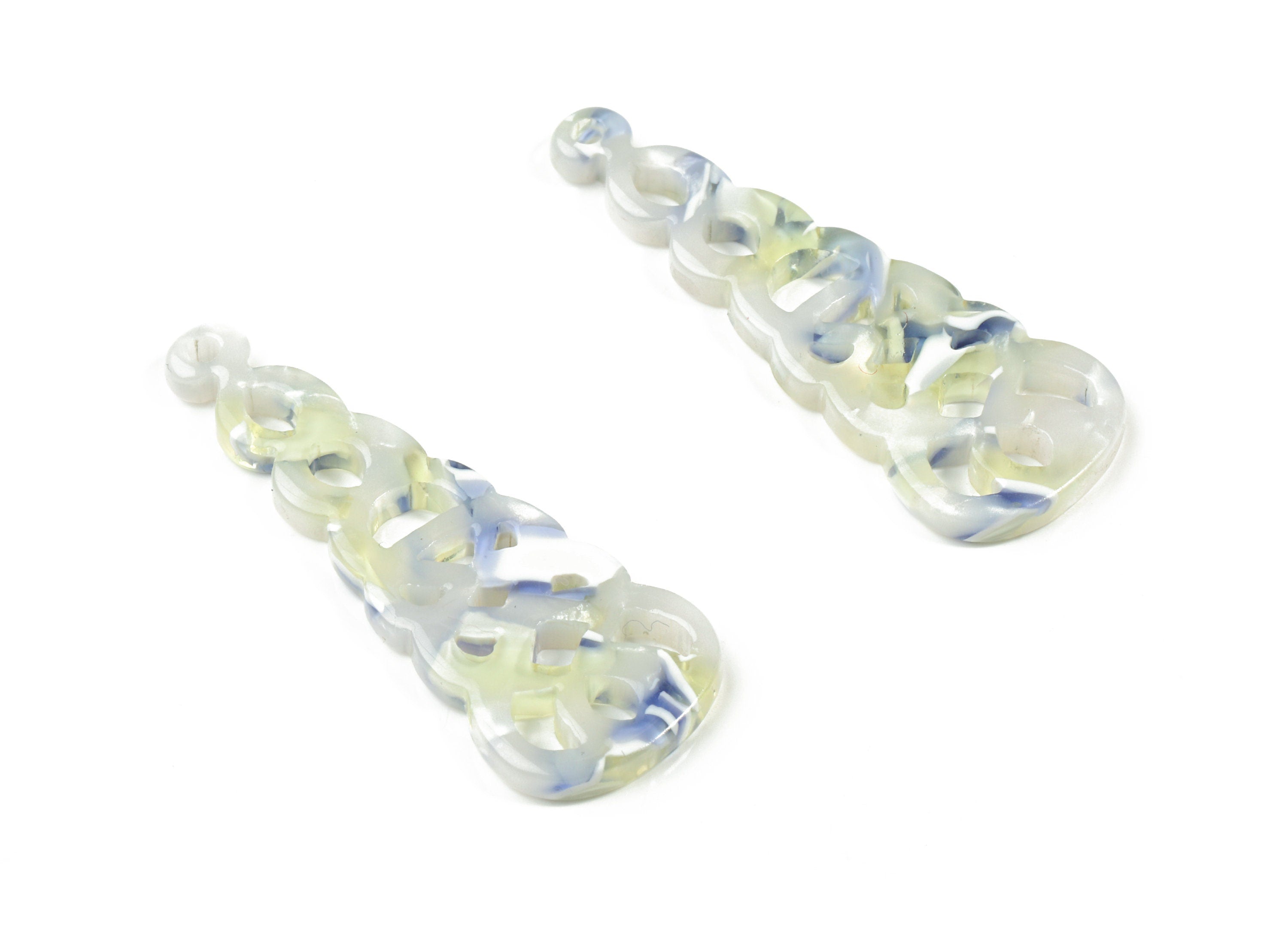 Acetate Unique Earring Charm - Patterned Drop Pendant - Earring Finding - Jewelry Supplies - Color Code:A457 - 39.8x14.7x2.5mm - AC1832-A457 - DOMEDBAZAAR