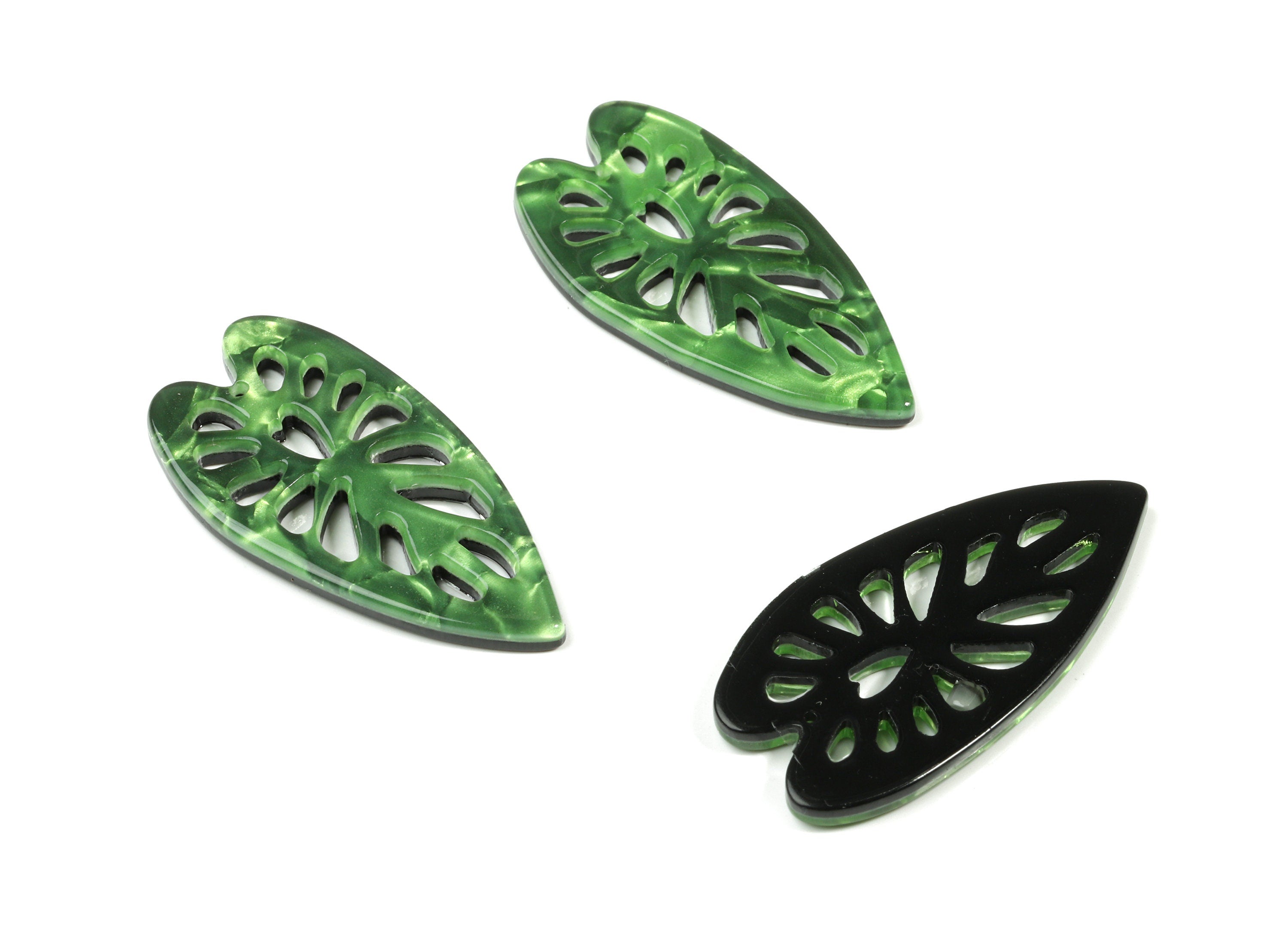 Acetate Leaf Earring Charms - Leaf Pendant - Earring Finding - Jewelry Supplies - Color Code:A223 - 40.14x19.54x2.38mm - AC1833-A223 - DOMEDBAZAAR
