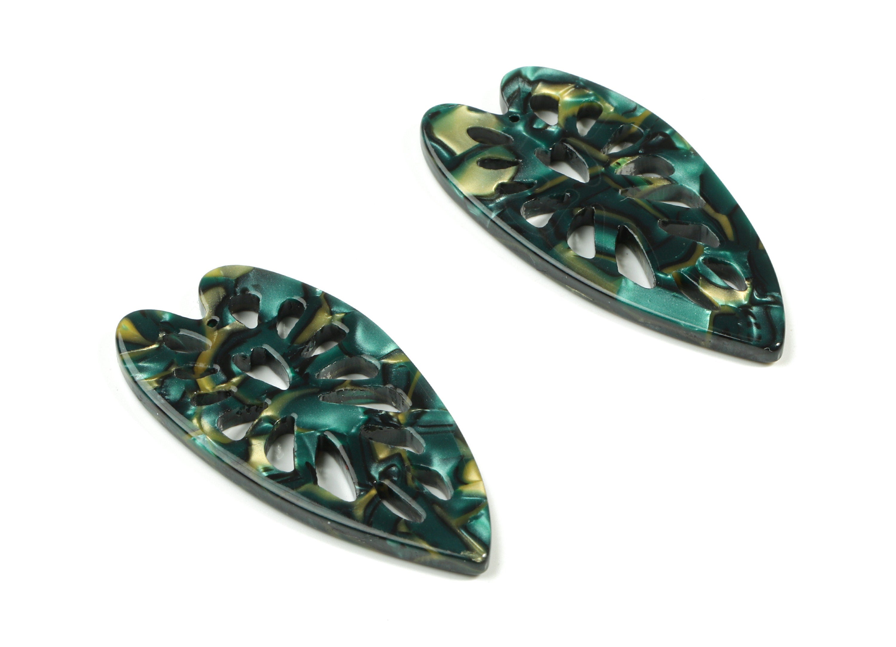 Acetate Leaf Earring Charms - Leaf Pendant - Earring Finding - Jewelry Supplies - Color Code:A458 - 40.14x19.54x2.58mm - AC1833-A458 - DOMEDBAZAAR