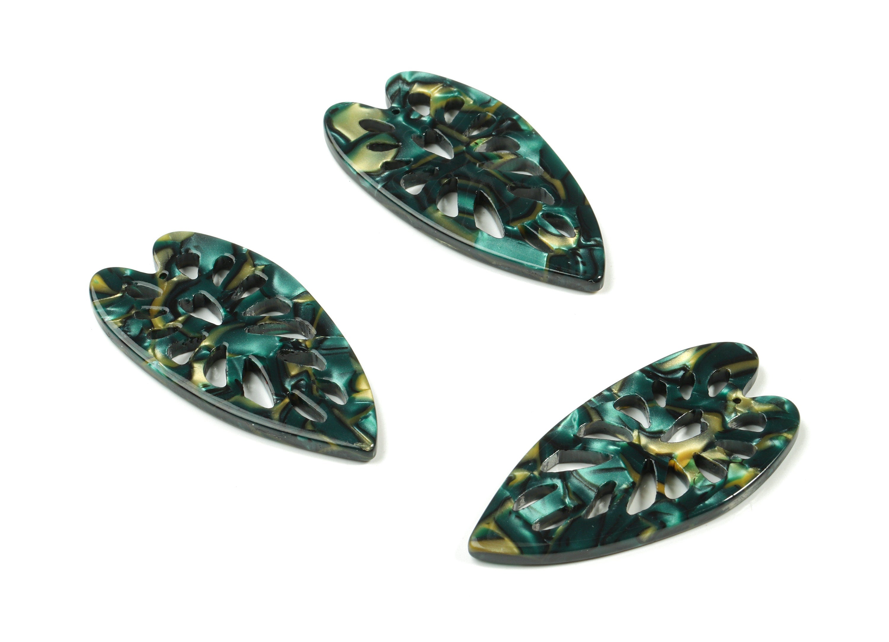 Acetate Leaf Earring Charms - Leaf Pendant - Earring Finding - Jewelry Supplies - Color Code:A458 - 40.14x19.54x2.58mm - AC1833-A458 - DOMEDBAZAAR