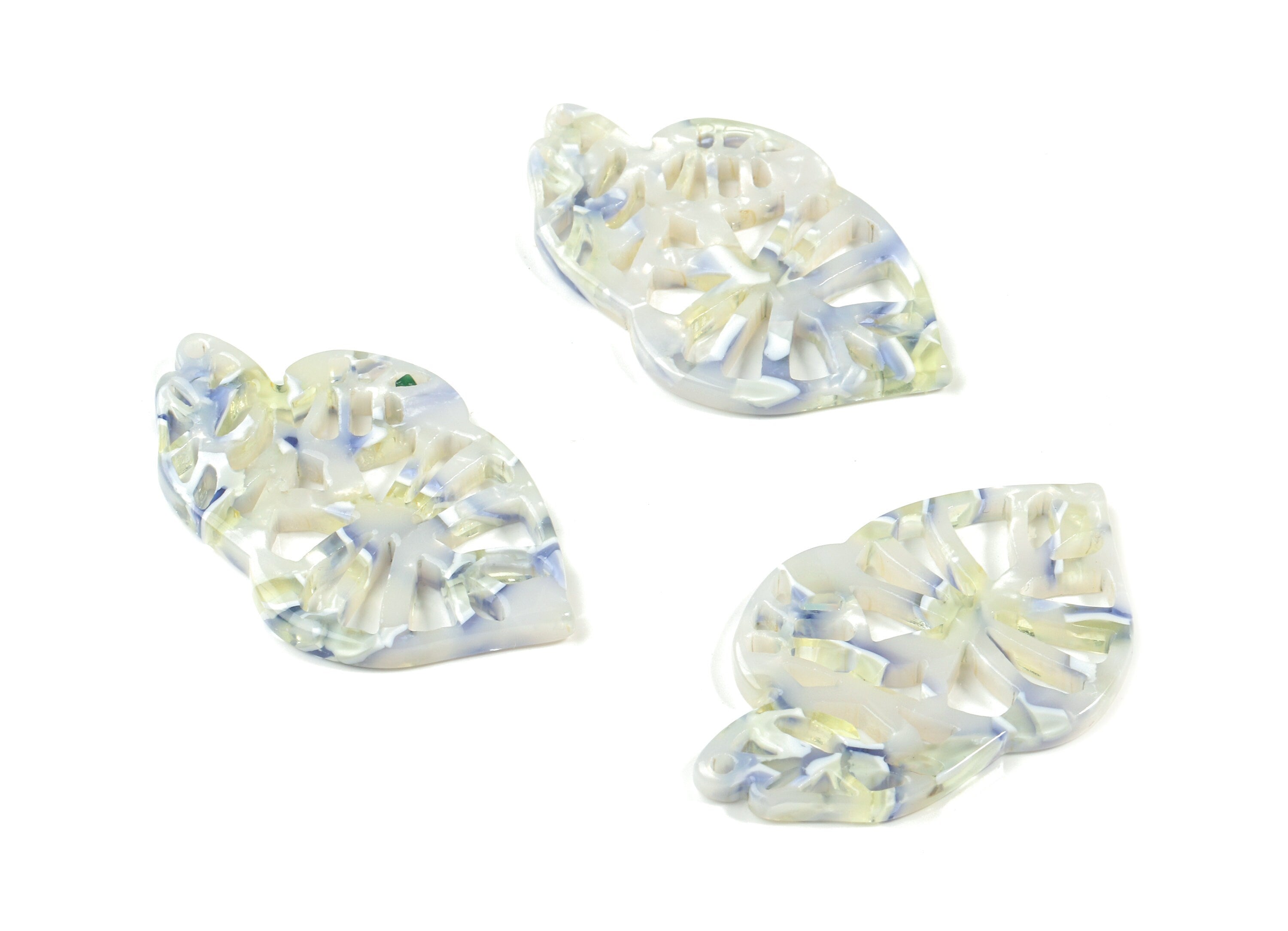 Acetate Leaf Earring Charms - Triple Leafs Pendant - Earring Finding - Jewelry Supplies - Color Code:A457 - 39.46x25.04x2.61mm - AC1834-A457 - DOMEDBAZAAR
