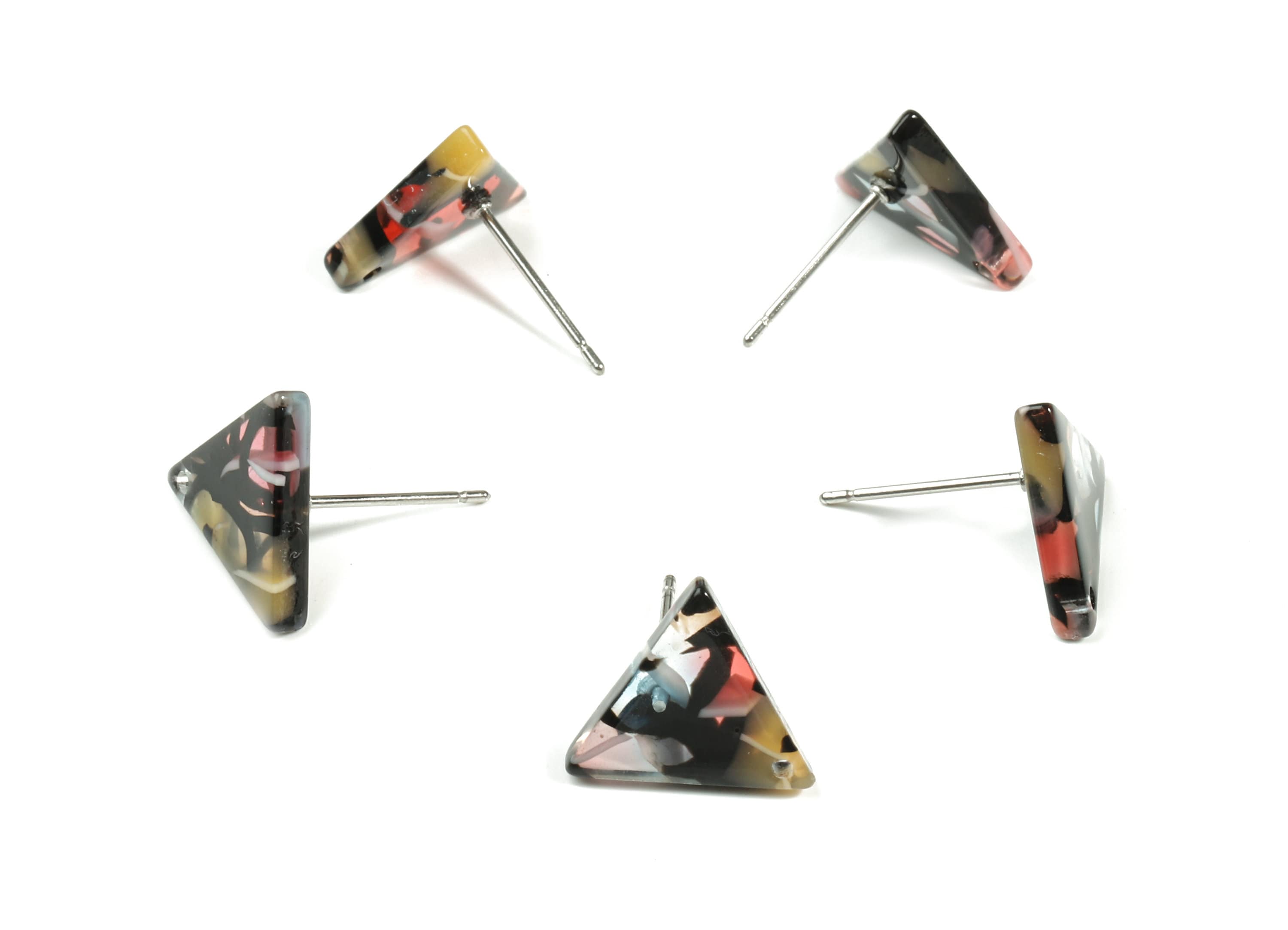 Acetate Triangle Earring Stud - Triangle Earring Post - Surgical Stud - Jewelry Supplies - Color Code: A343 - 11.24x11.24x2mm - AC1835-A343 - DOMEDBAZAAR