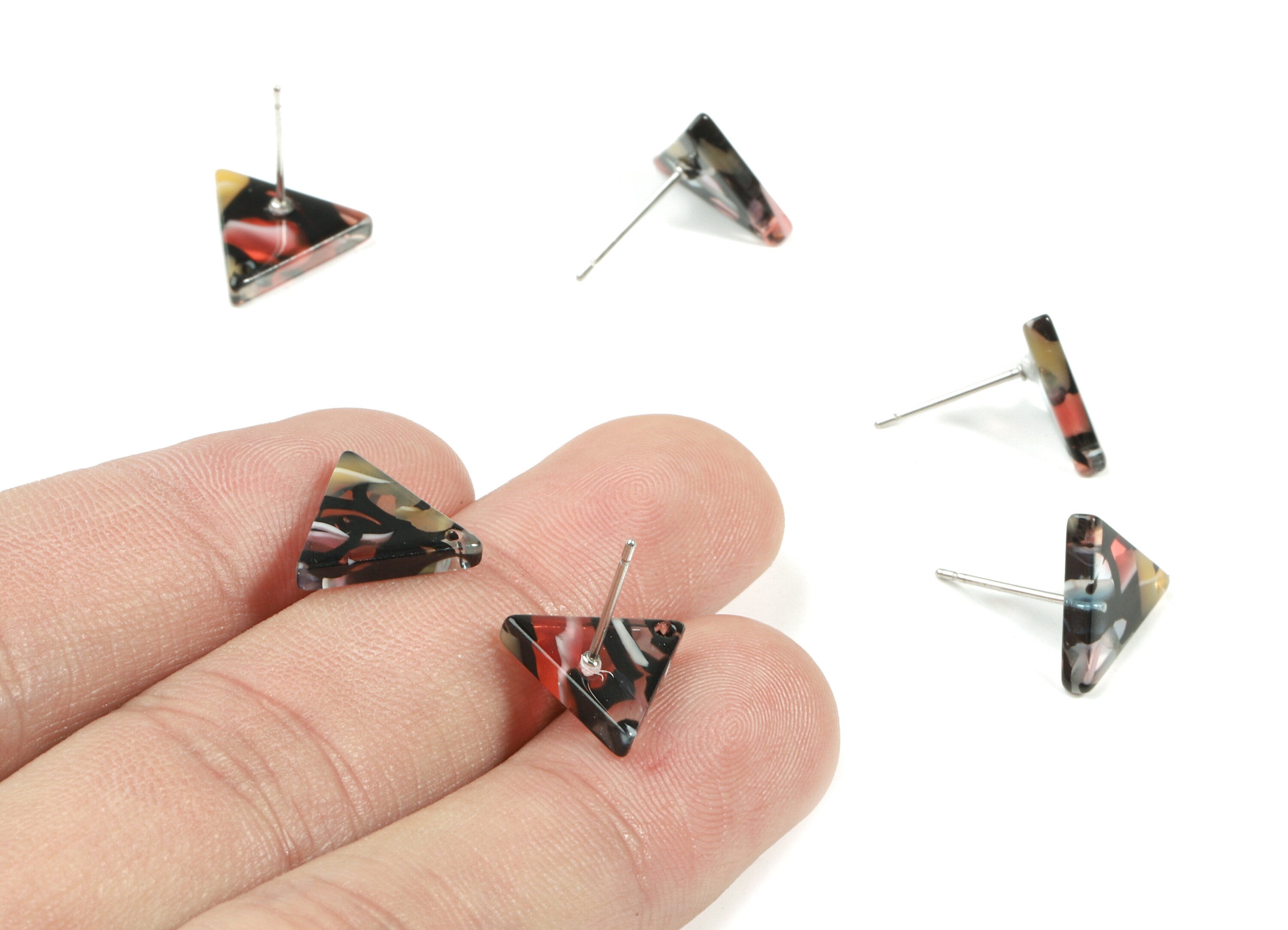 Acetate Triangle Earring Stud - Triangle Earring Post - Surgical Stud - Jewelry Supplies - Color Code: A343 - 11.24x11.24x2mm - AC1835-A343 - DOMEDBAZAAR
