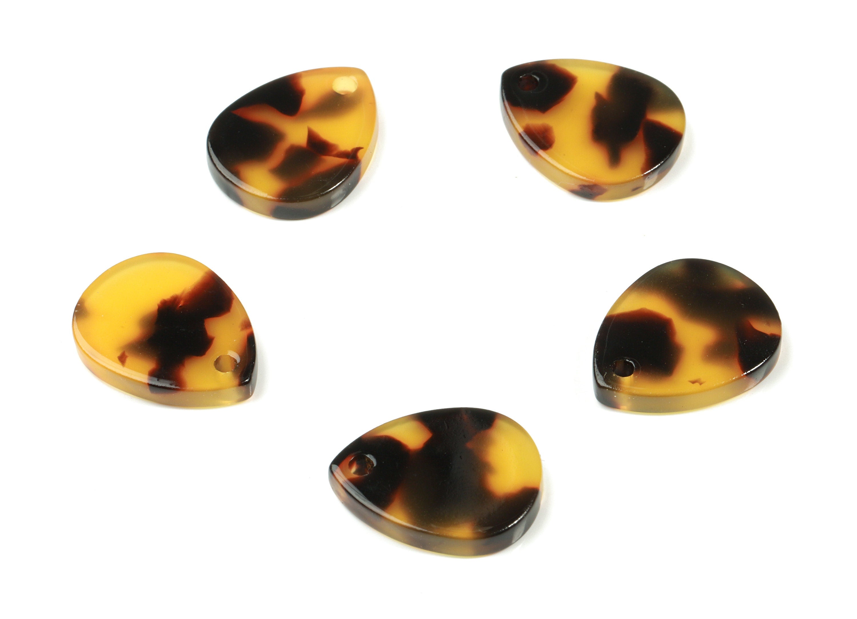 Acetate Drop Earring Charms - Tortoise Shell Drop Pendant - Jewelry Making Supplies - Color Code:A02 - 15.95x12.47x2.51mm - AC1839-A02 - DOMEDBAZAAR