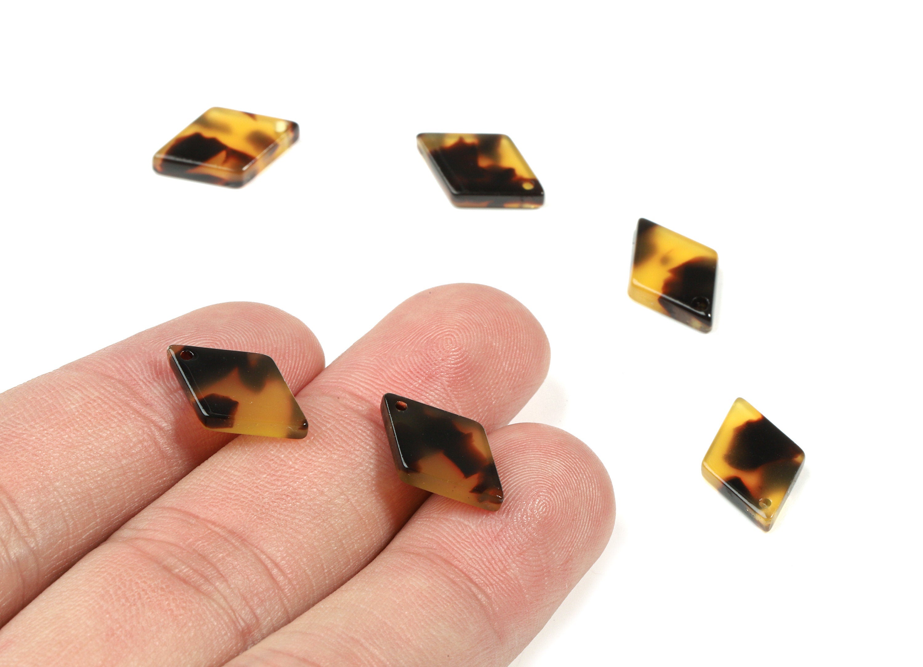 Acetate Rhombus Earring Charm - Tortoise Shell Rhombus Pendant - Jewelry Making Supplies - Color Code:A02 - 16.18x10.52x2.58mm - AC1849-A02 - DOMEDBAZAAR
