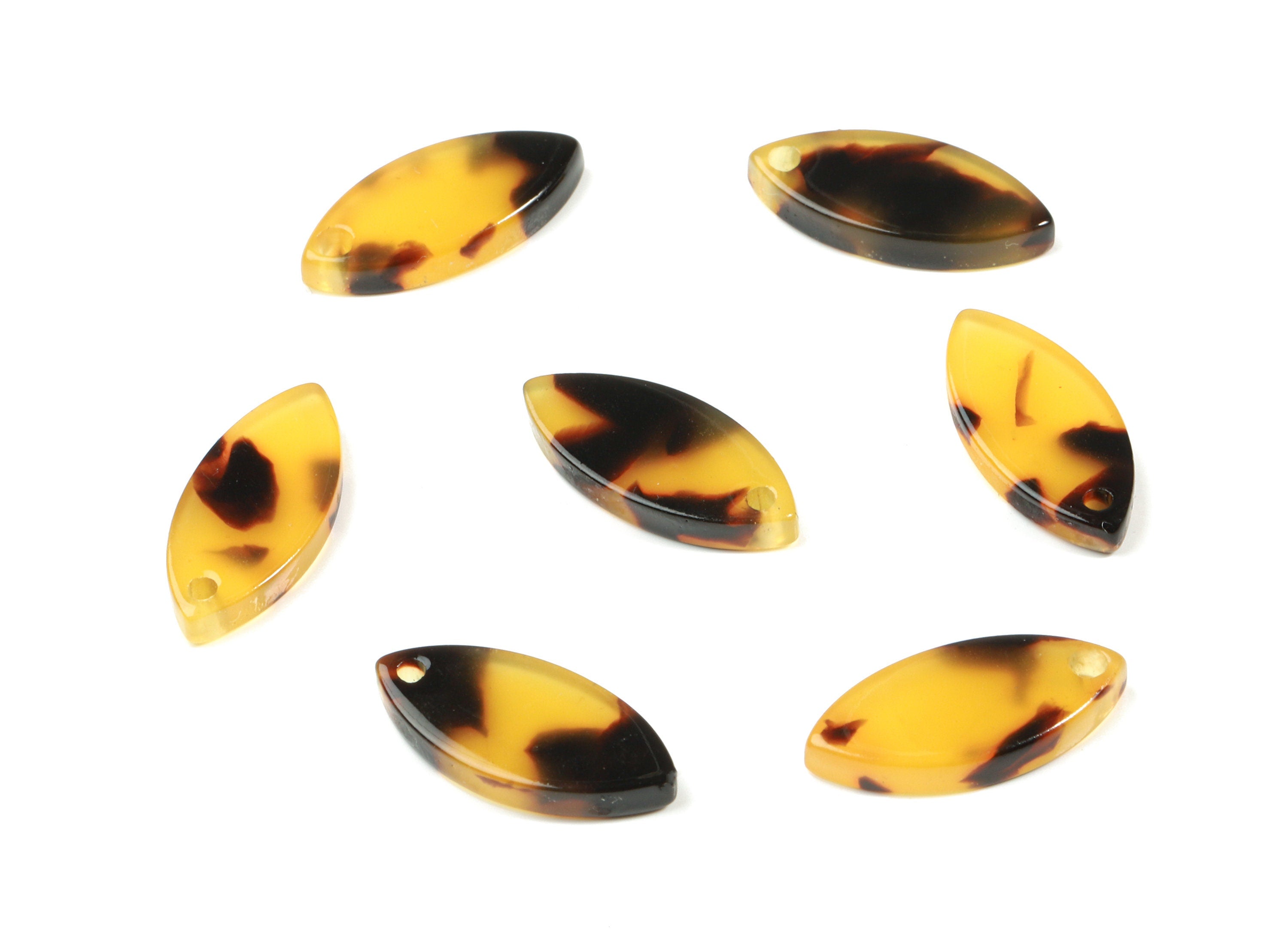 Acetate Marquise Earring Charms - Tortoise Shell Marquise Pendant  - Jewelry Supplies - Color Code:A02 - 17.16x7.91x2.57mm - AC1850-A02 - DOMEDBAZAAR