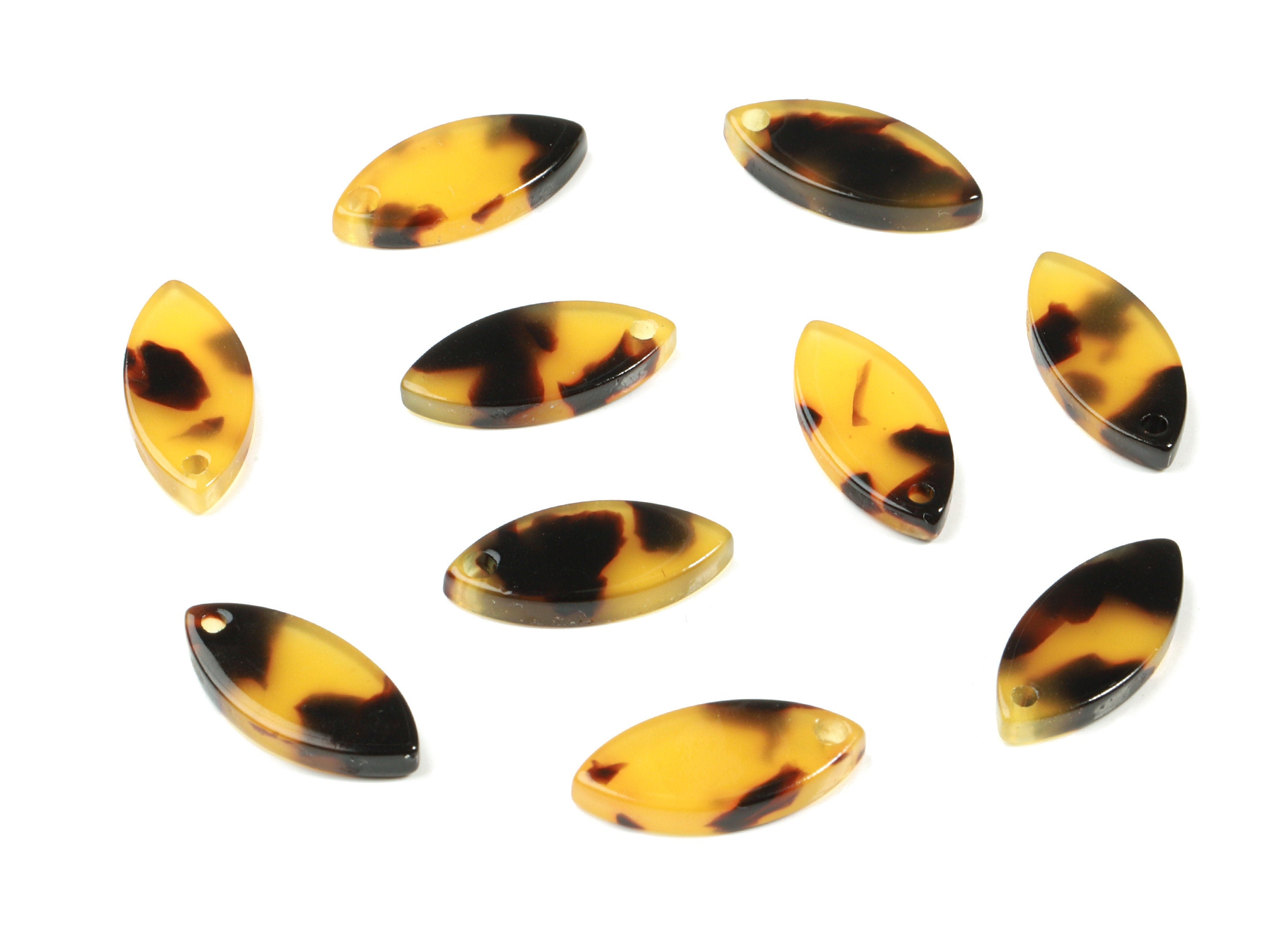 Acetate Marquise Earring Charms - Tortoise Shell Marquise Pendant  - Jewelry Supplies - Color Code:A02 - 17.16x7.91x2.57mm - AC1850-A02 - DOMEDBAZAAR