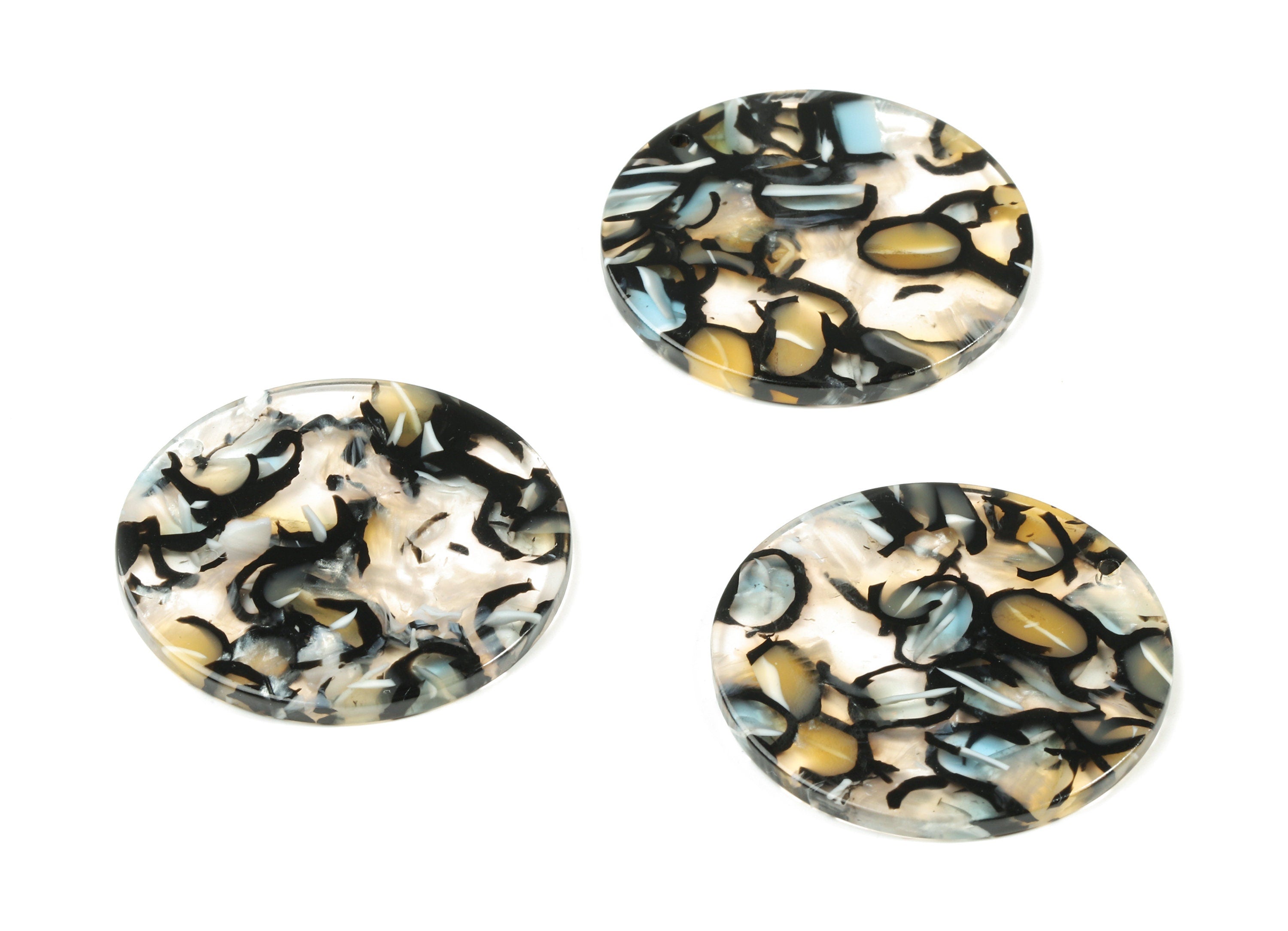 Acetate Round Charms - Coin Earrings and Pendant - Earring Findings - Jewelry Supplys - Color Code: A328 - 34.7x34.7x2.51mm - AC1135-A328 - DOMEDBAZAAR