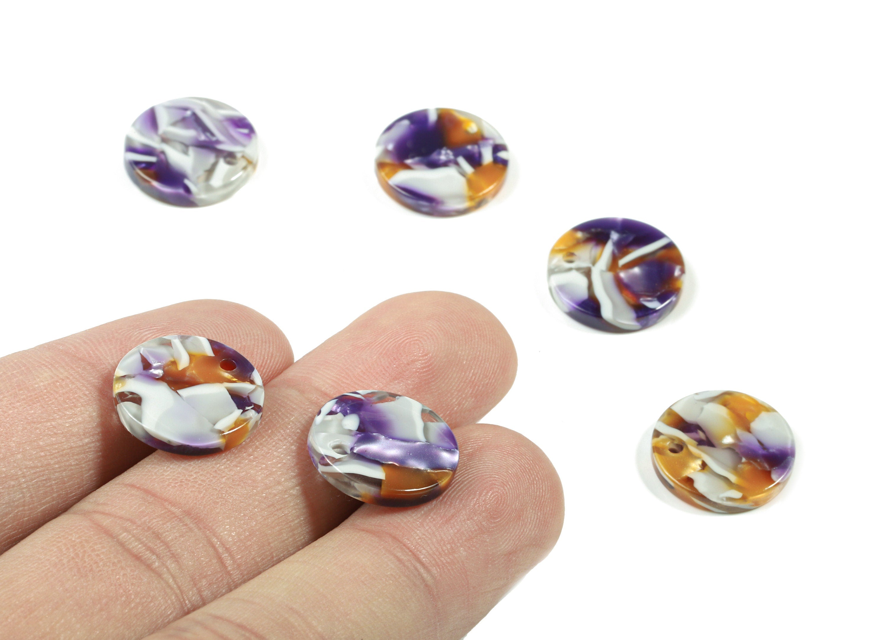 Acetate Mini Round Earring Charms - Circle Pendant - Mini Coin Charm - Jewelry Supplies - Color Code:A186 - 14.73x14.73x2.62mm - AC1064-A186 - DOMEDBAZAAR