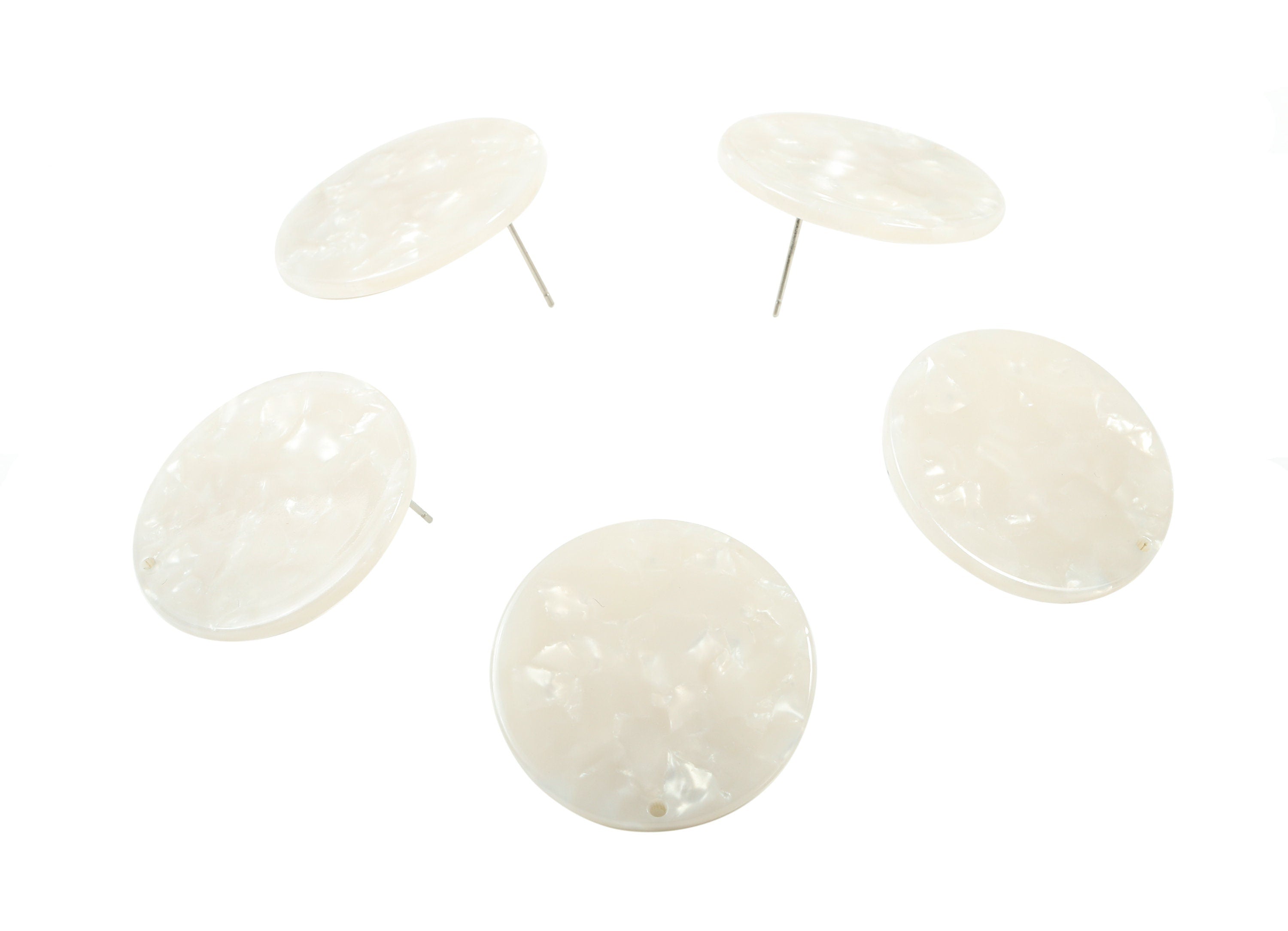 Acetate Round Earring Stud - Ivory Circle Earring Post - Surgical Stud - Jewelry Supplies - Color Code: A12- 30.09x30.09x2.38mm - AC1858-A12 - DOMEDBAZAAR
