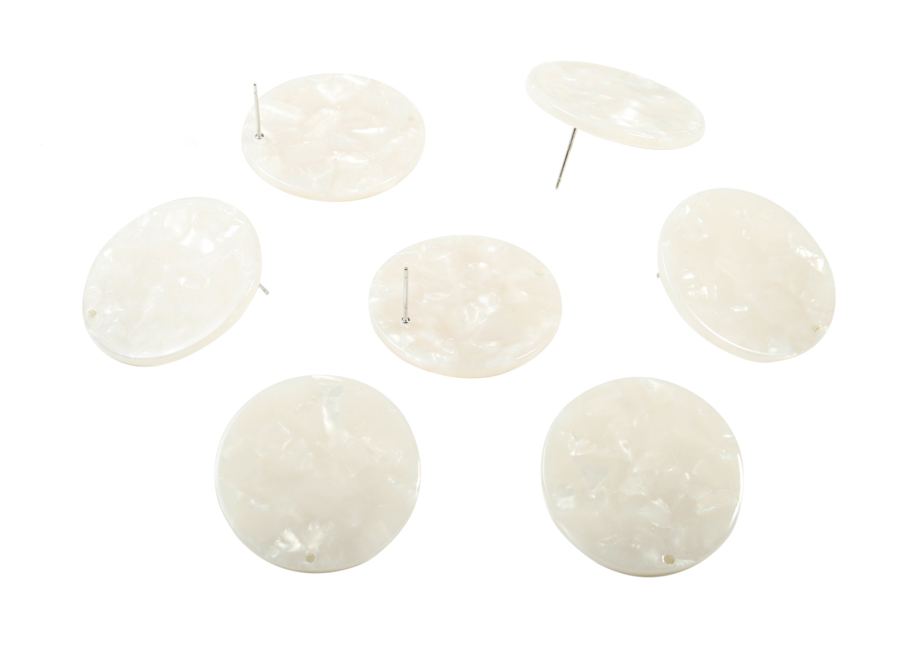 Acetate Round Earring Stud - Ivory Circle Earring Post - Surgical Stud - Jewelry Supplies - Color Code: A12- 30.09x30.09x2.38mm - AC1858-A12 - DOMEDBAZAAR