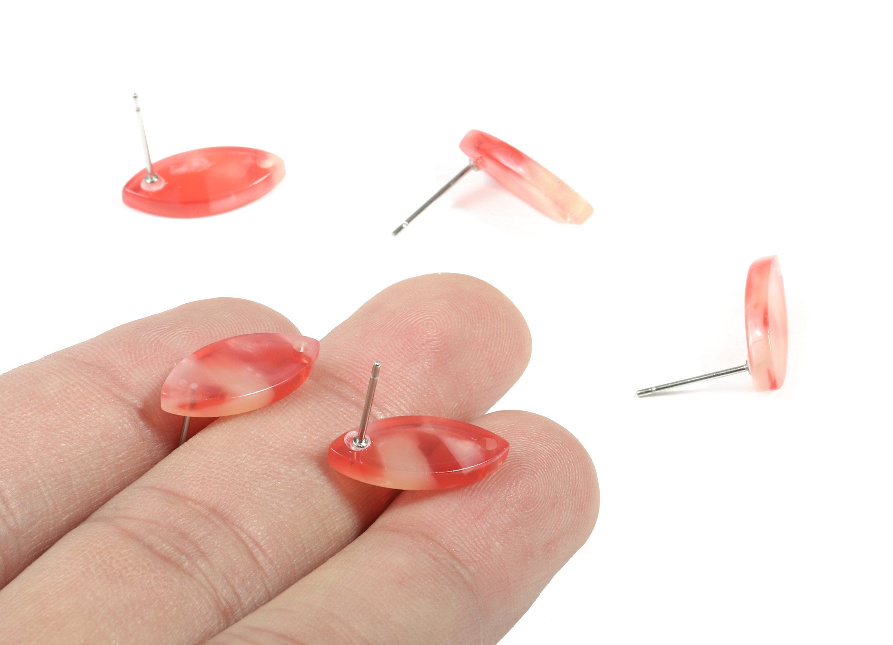Acetate Marquise Earring Stud - Marquise Earring Post - Surgical Stud - Jewelry Supplies - Color Code: A34 - 17.08x7.94x2.59mm - AC1855-A34 - DOMEDBAZAAR