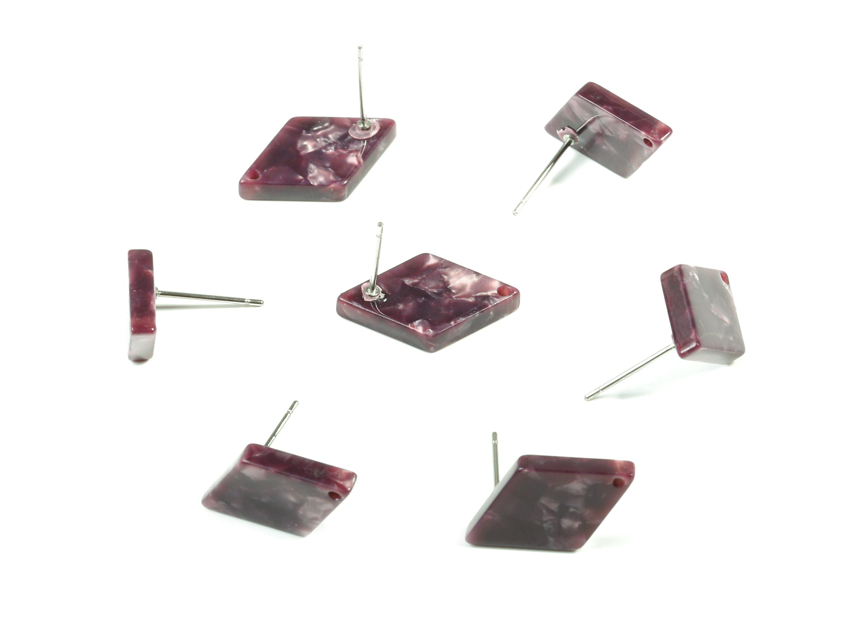 Acetate Rhombus Earring Stud - Rhombus Earring Post - Surgical Stud - Jewelry Supplies - Color Code: A41 - 19.22x12.11x2.86mm - AC1857-A41 - DOMEDBAZAAR