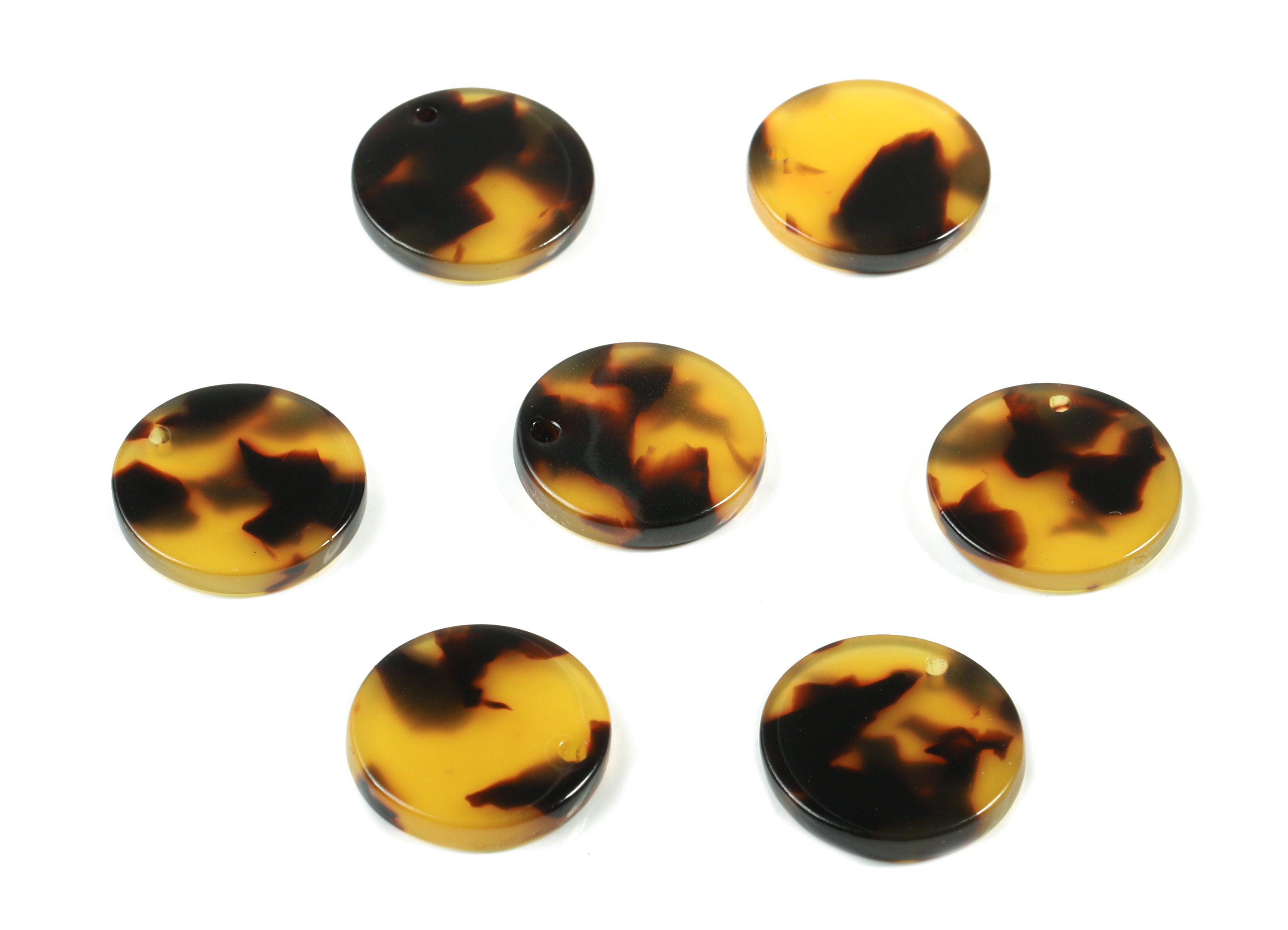 Acetate Round Earring Charms - Tortoise Shell Circle Pendant - Jewelry Making Supplies - Color Code: A02 - 15.94x15.94x2.56mm - AC1107-A02 - DOMEDBAZAAR