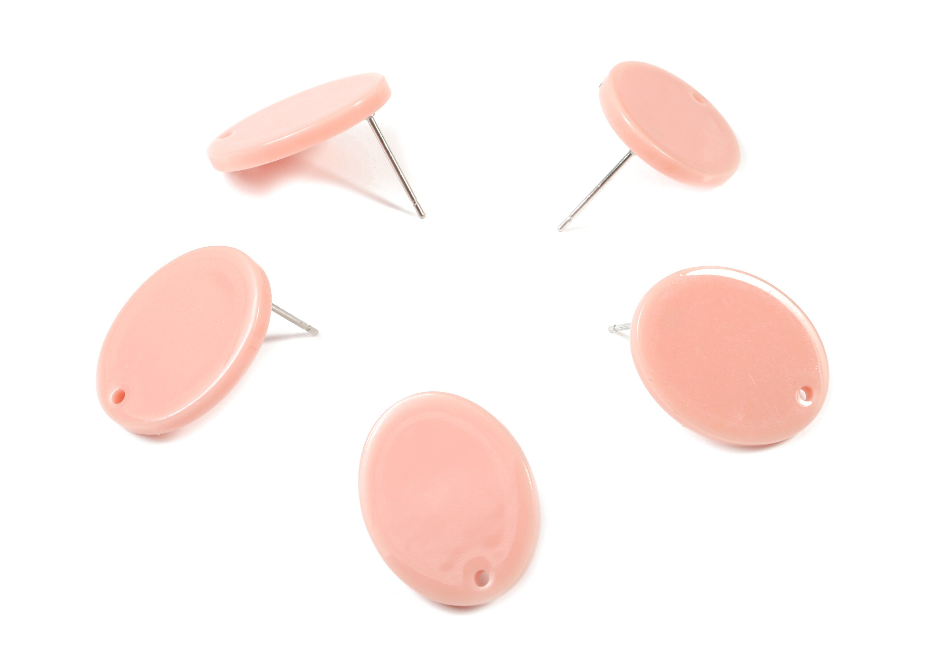 Acrylic Oval Earring Stud - Oval Earring Post - Surgical Stud - Jewelry Supplies - Color Code: A394 - 19.92x15.92x2.38mm - AC1861-A394 - DOMEDBAZAAR