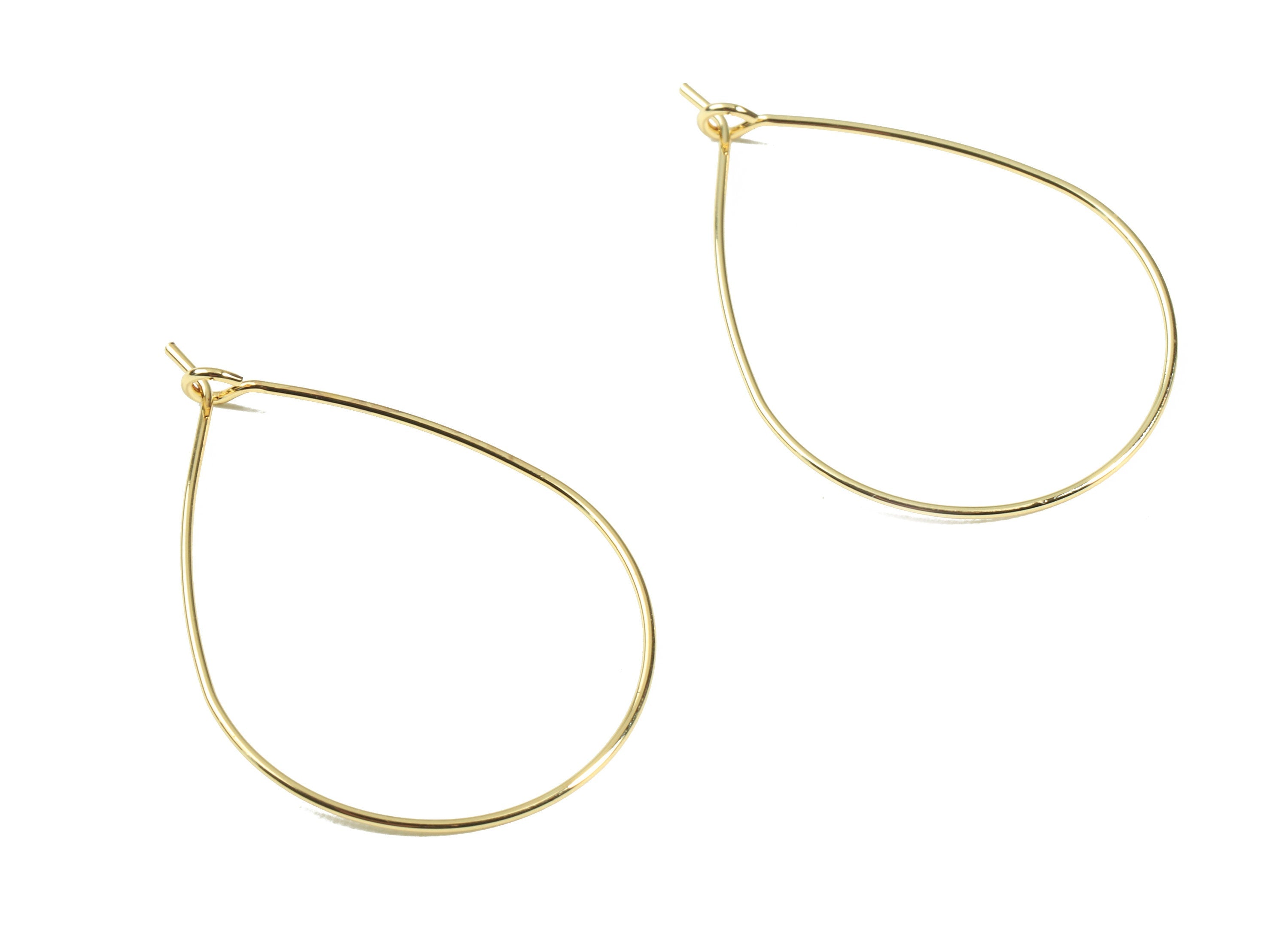 Brass Drop Earring Wire - Brass Gold Drop Earring Wire Charms - 18K Real Gold Plated Brass - Jewelry Supplies - 38.47x26.14x0.74mm - RGP2375 - DOMEDBAZAAR