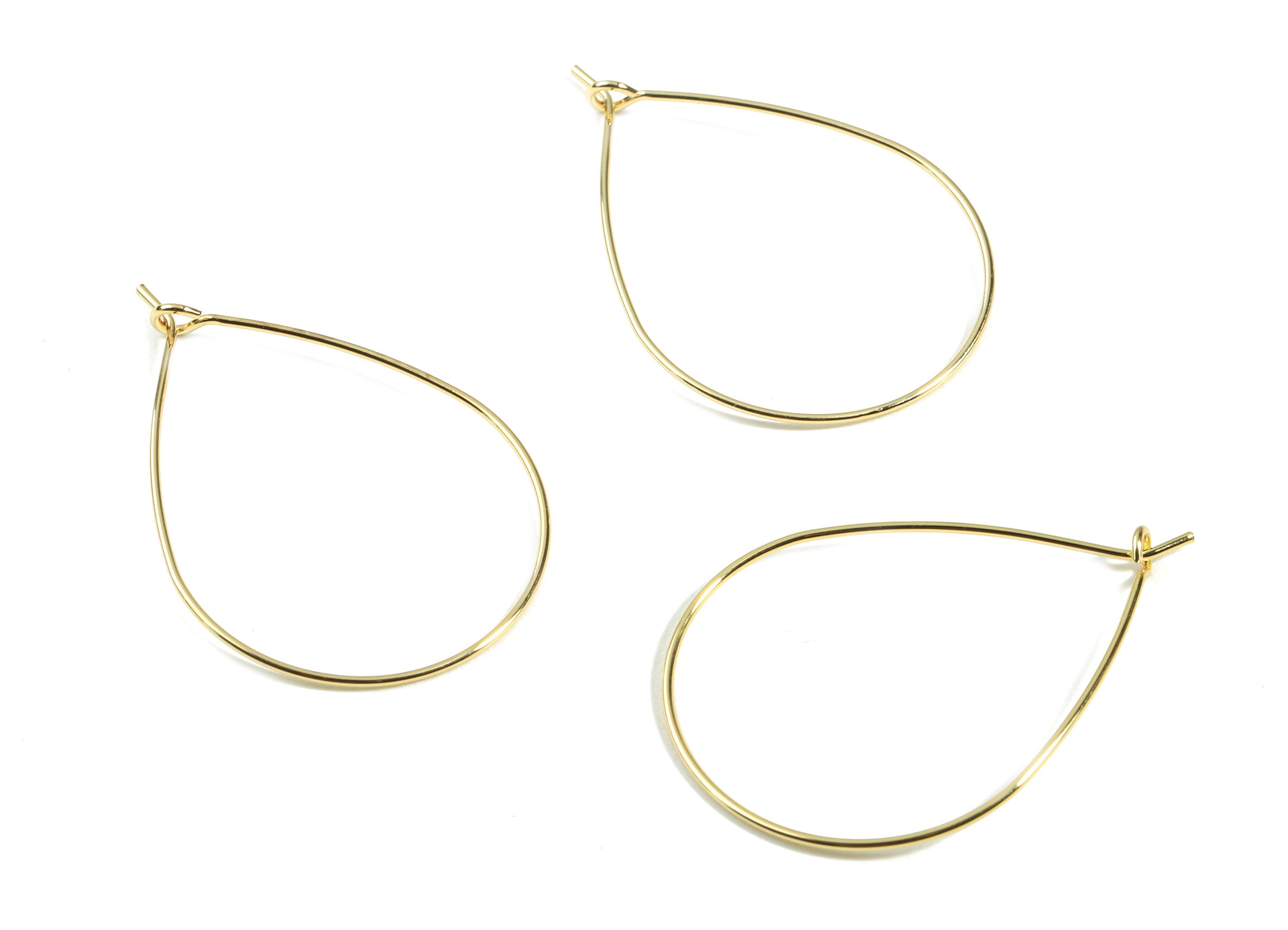 Brass Drop Earring Wire - Brass Gold Drop Earring Wire Charms - 18K Real Gold Plated Brass - Jewelry Supplies - 38.47x26.14x0.74mm - RGP2375 - DOMEDBAZAAR