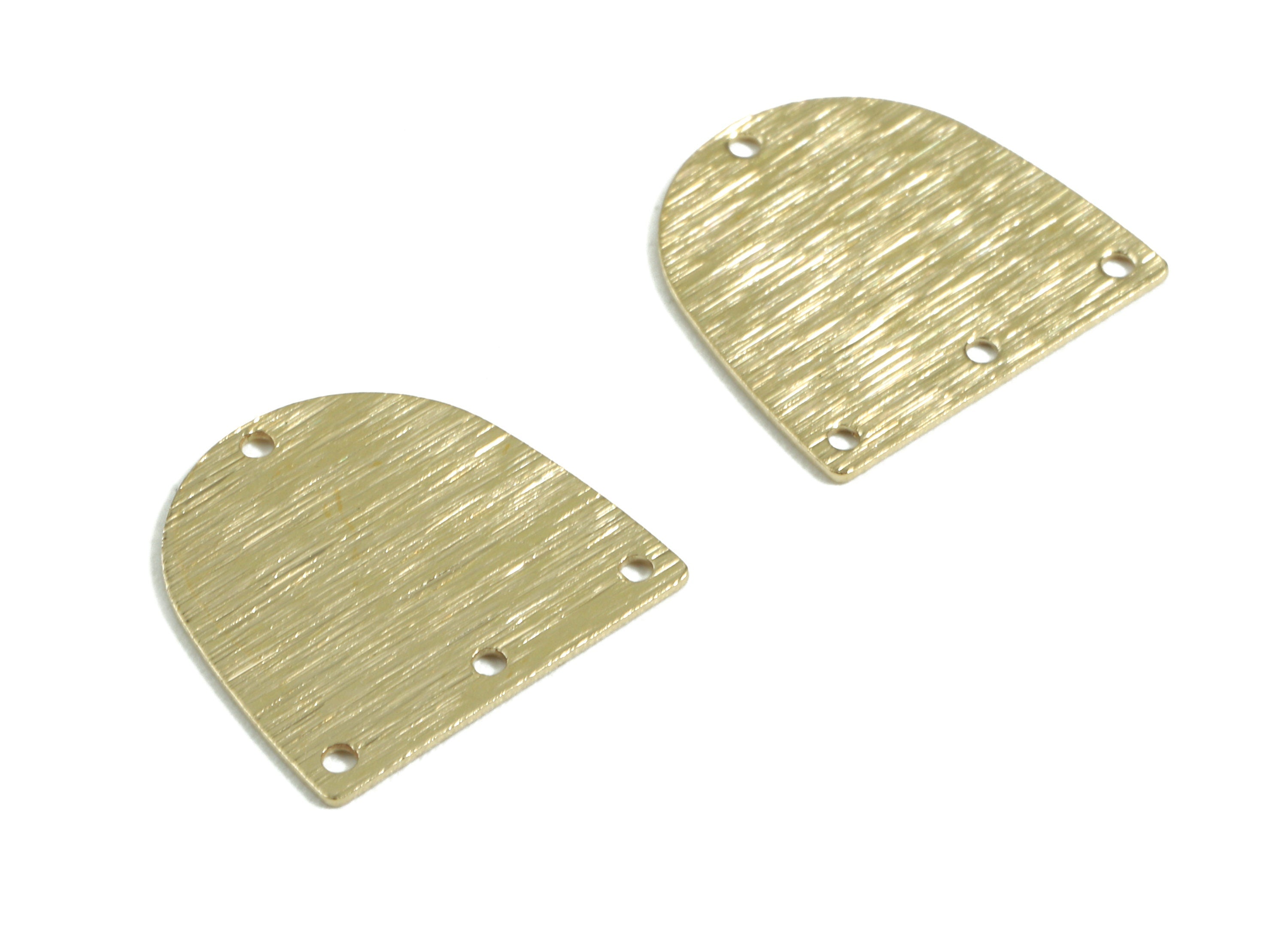 Brass D Connector - Raw Brass D Earring Connectors - Textured Brass 4 Hole - Jewelry Supplies - 17x16.04x0.54mm - PP3046 - DOMEDBAZAAR