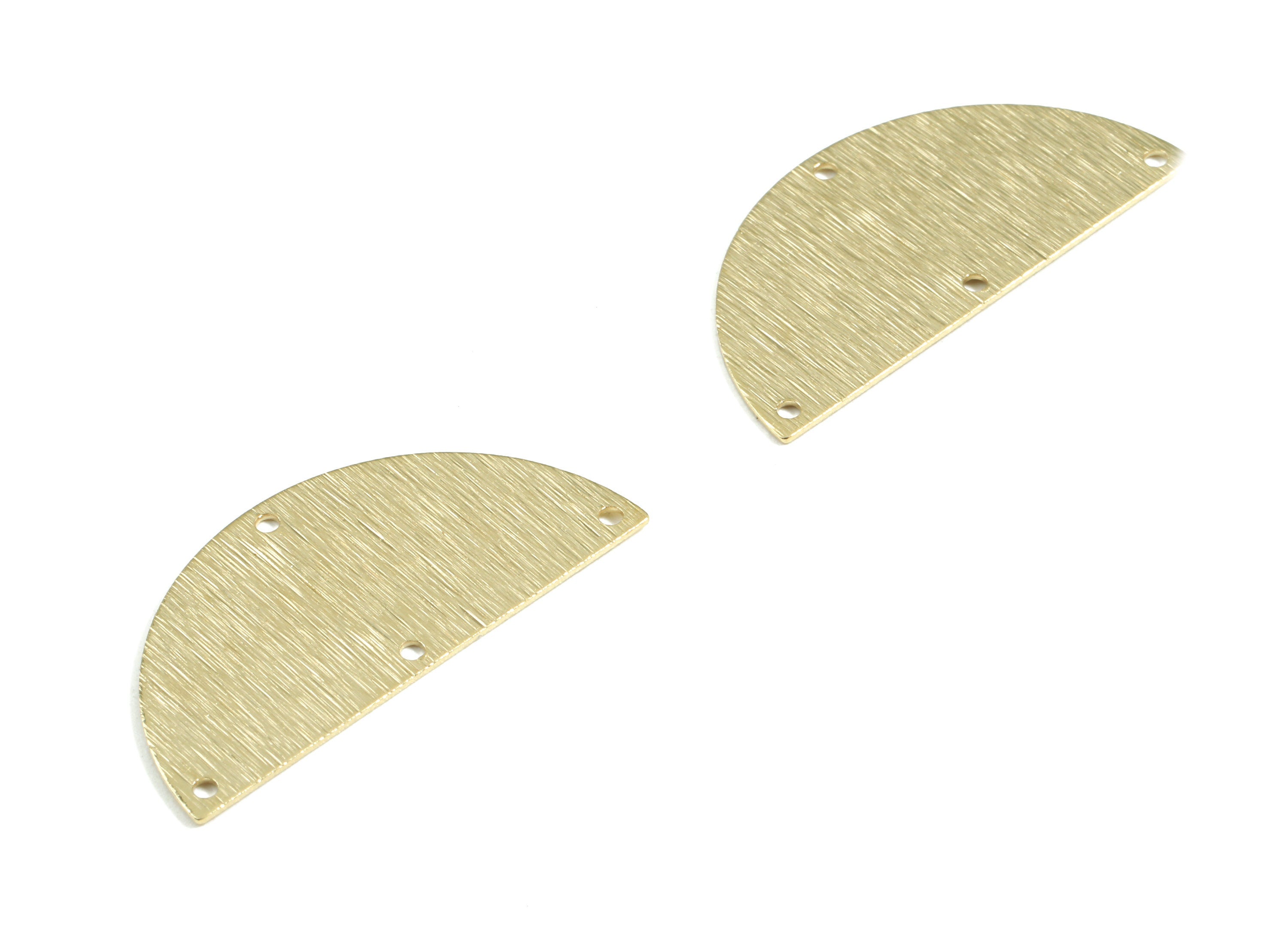 Brass Half Moon Connector - Raw Brass Semicircle Earring Connectors - Textured Brass 4 Hole - Jewelry Supplies - 35.95x17.53x0.6mm - PP3049 - DOMEDBAZAAR