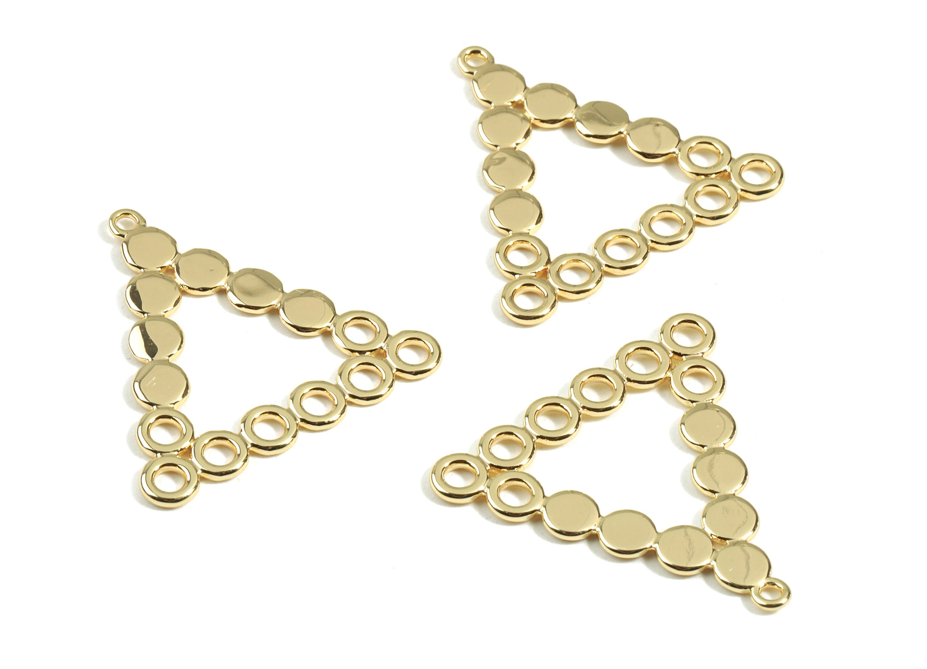 Brass Triangle Earring Charms - Brass Gold Triangle Earring Pendant - 18K Real Gold Plated Brass - 29.77x26.97x1.2mm - RGP2363 - DOMEDBAZAAR