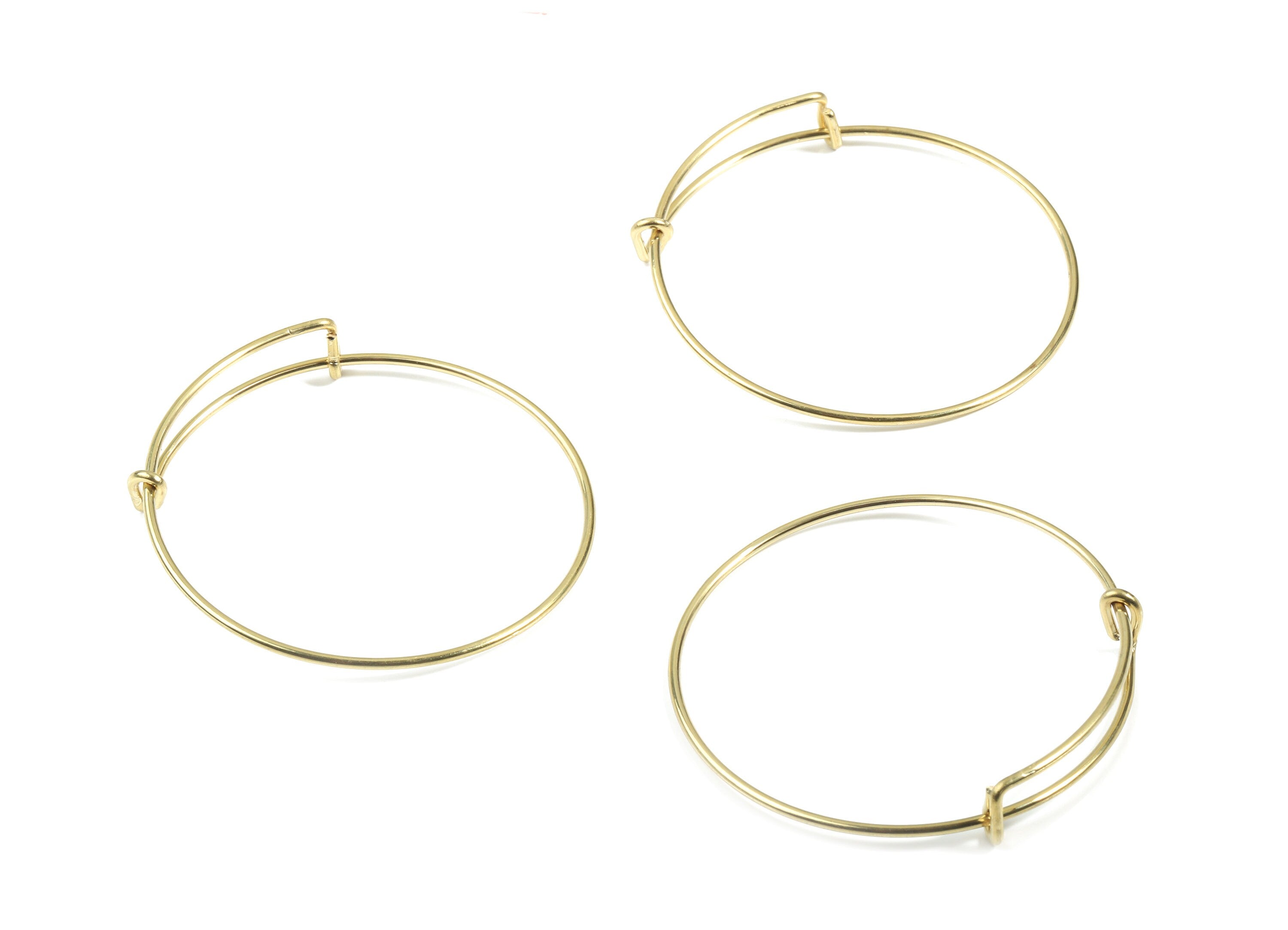 Adjustable Bangle Bracelet - Raw Brass Bracelet - One Loop - Expandable Wire Bangle For Charms - Jewelry Supplies - 59x59x1.56mm - PP3533 - DOMEDBAZAAR