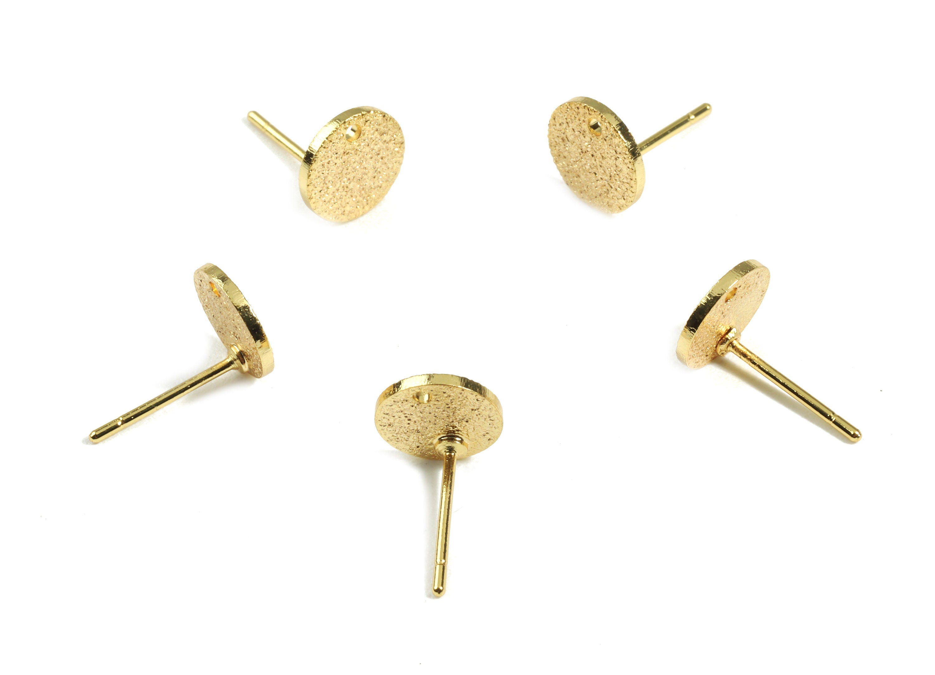 Brass Mini Round Earring Post - Brass Round Earring Stud - 18K Real Gold Plated Brass - Jewelry Supplies - 8.08x8.08x1.01mm - RGP2401 - DOMEDBAZAAR