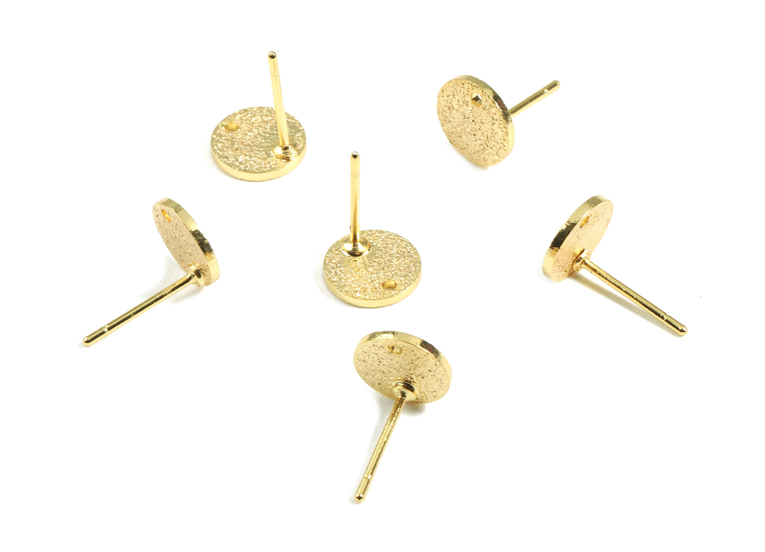 Brass Mini Round Earring Post - Brass Round Earring Stud - 18K Real Gold Plated Brass - Jewelry Supplies - 8.08x8.08x1.01mm - RGP2401 - DOMEDBAZAAR