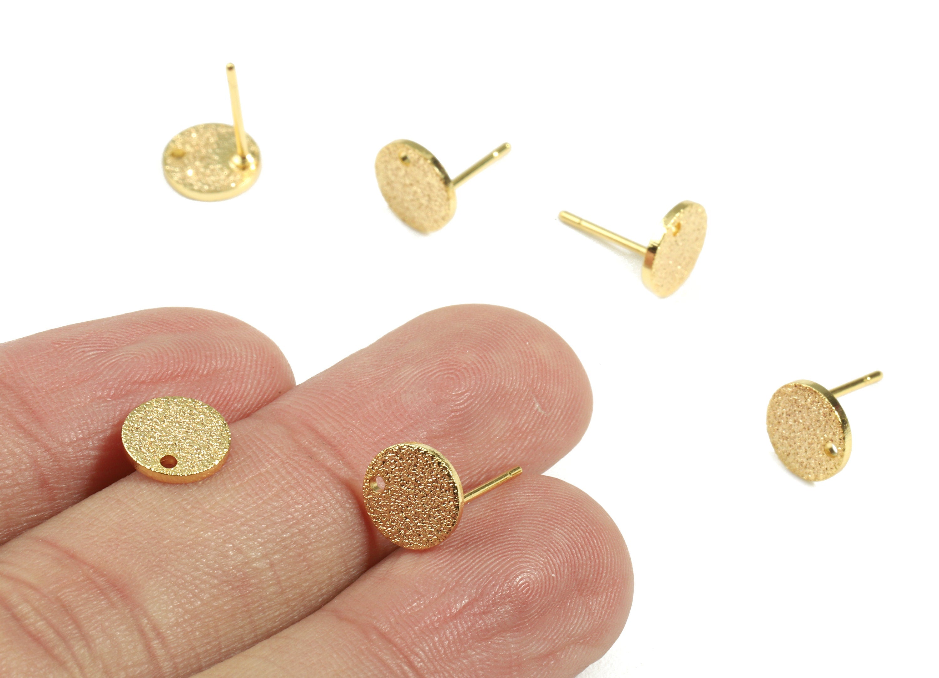 Brass Mini Round Earring Post - Brass Round Earring Stud - 18K Real Gold Plated Brass - Jewelry Supplies - 8.08x8.08x1.01mm - RGP2401 - DOMEDBAZAAR