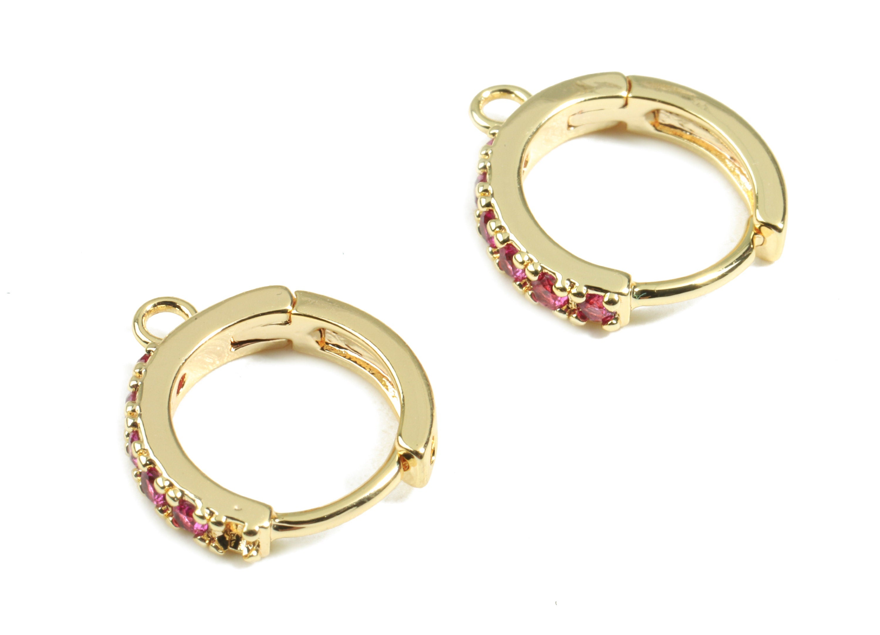Brass Leverback Earring Clasp With Zircon - Brass Plain Leverback  - 18K Real Gold Plated Brass - 14.73x13.62x2.02mm - RGP2424 - DOMEDBAZAAR