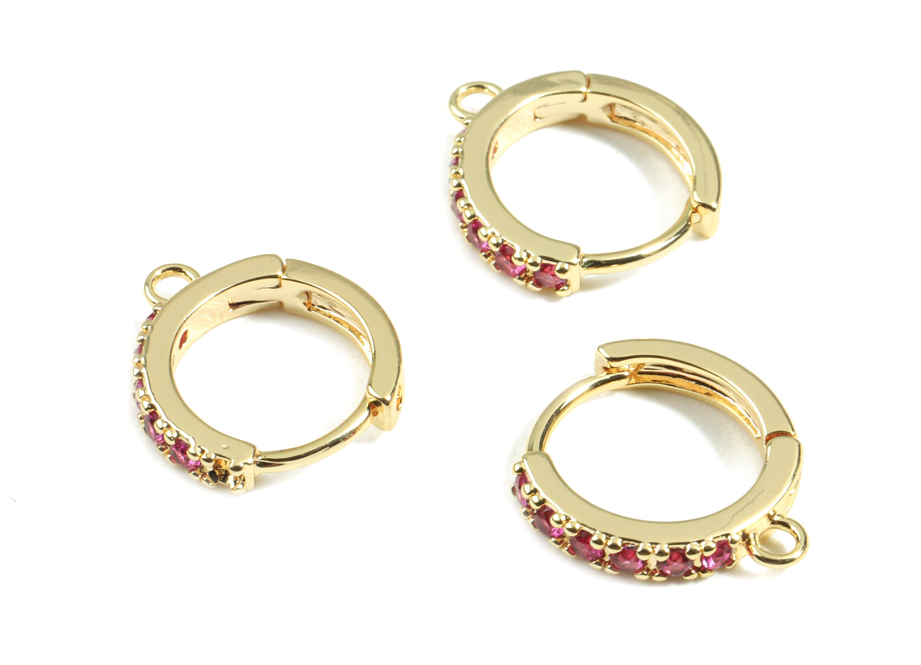 Brass Leverback Earring Clasp With Zircon - Brass Plain Leverback  - 18K Real Gold Plated Brass - 14.73x13.62x2.02mm - RGP2424 - DOMEDBAZAAR