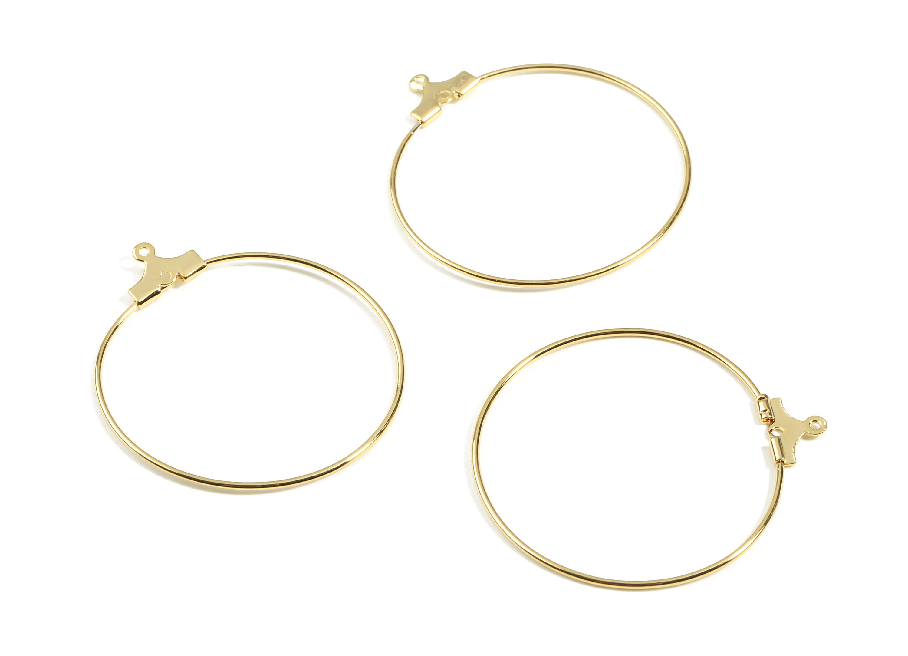 Brass  Round Earring Hoops - Brass Circle Earring Ear Wire - 18K Real Gold Plated Brass - Jewelry Supplies - 39.72x35.88x1.53mm - RGP2391 - DOMEDBAZAAR