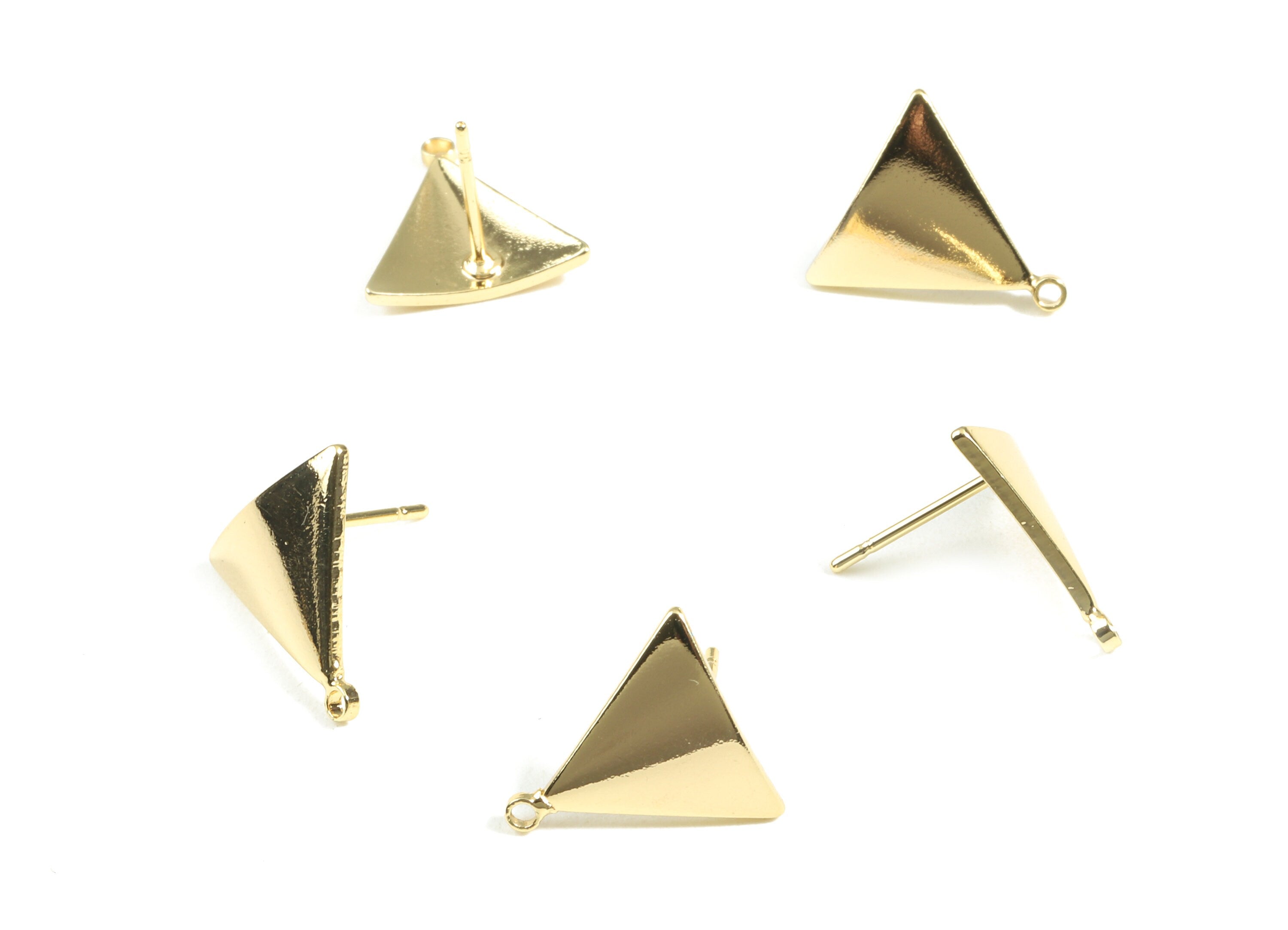 Brass Rectangle Earring Stud With Loop - Brass Rectangle Post - 18K Real Gold Plated Brass - Surgical Stud - 13.39x12.05x1.19mm - RGP2352 - DOMEDBAZAAR