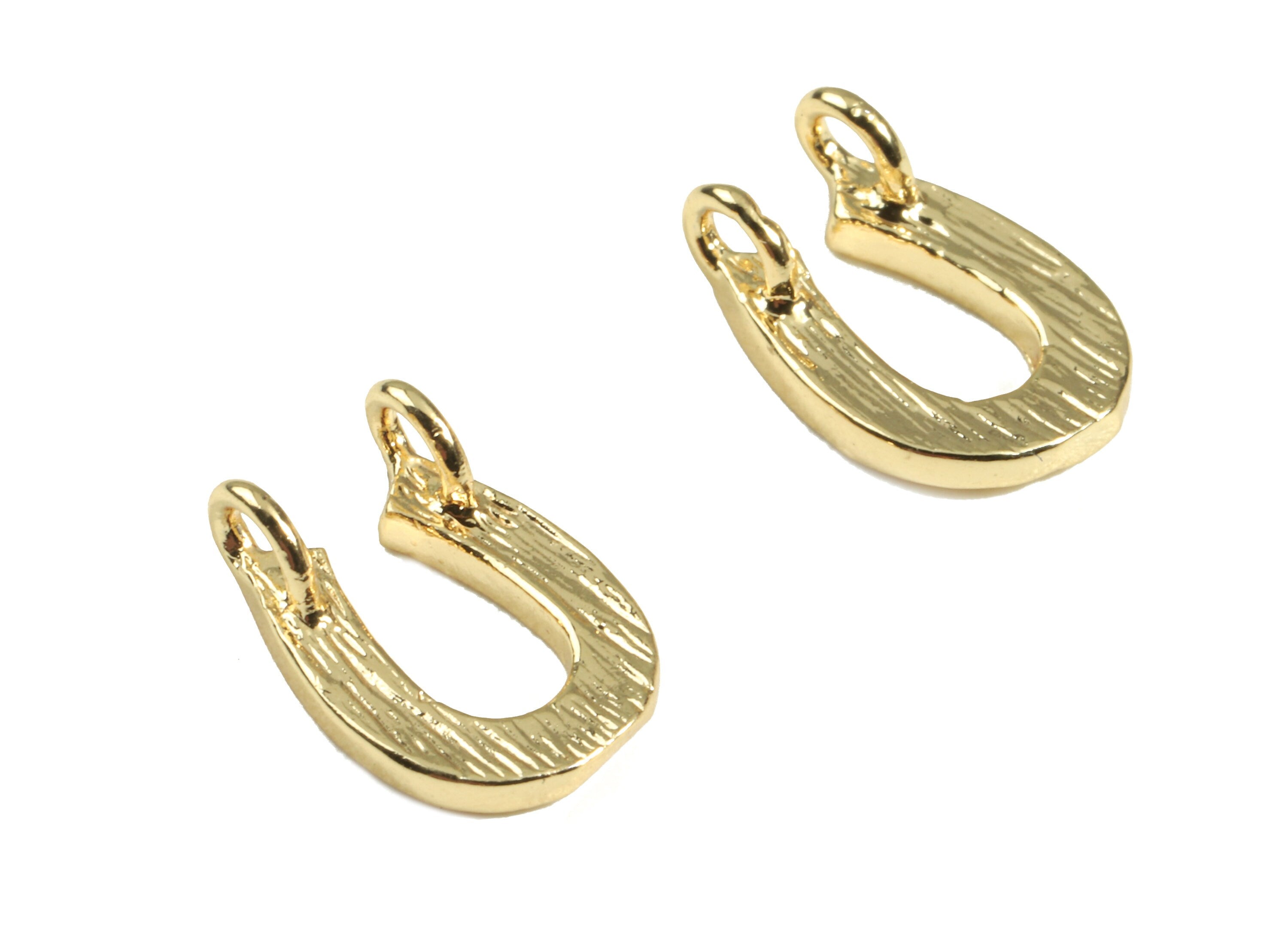 Brass Horsehoe Connector - Brass Horsehoe For Earring, Necklace and Bracelet - 18K Real Gold Plated Brass - 11.21x7.71x1.3mm - RGP2387 - DOMEDBAZAAR