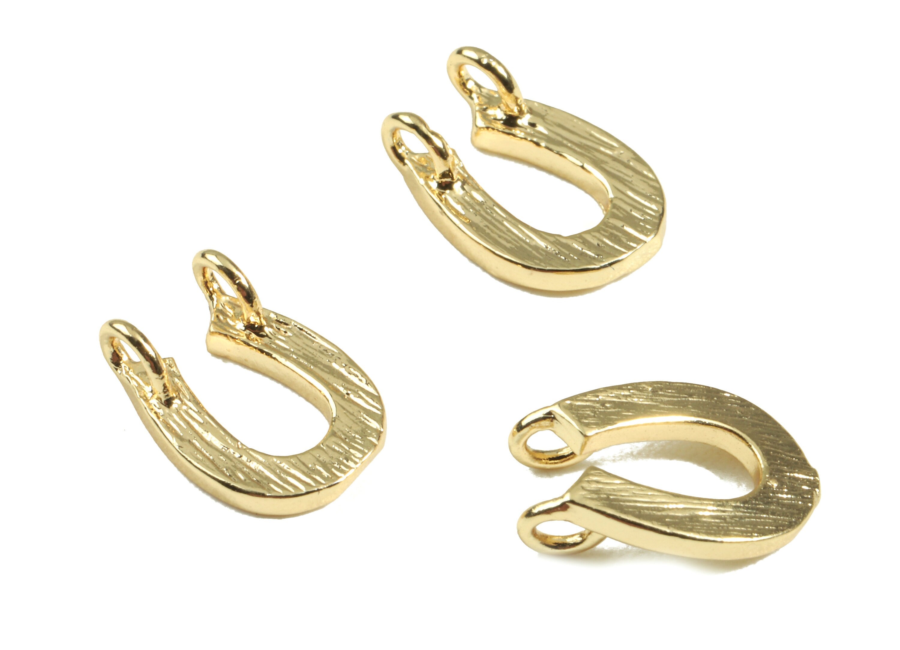 Brass Horsehoe Connector - Brass Horsehoe For Earring, Necklace and Bracelet - 18K Real Gold Plated Brass - 11.21x7.71x1.3mm - RGP2387 - DOMEDBAZAAR