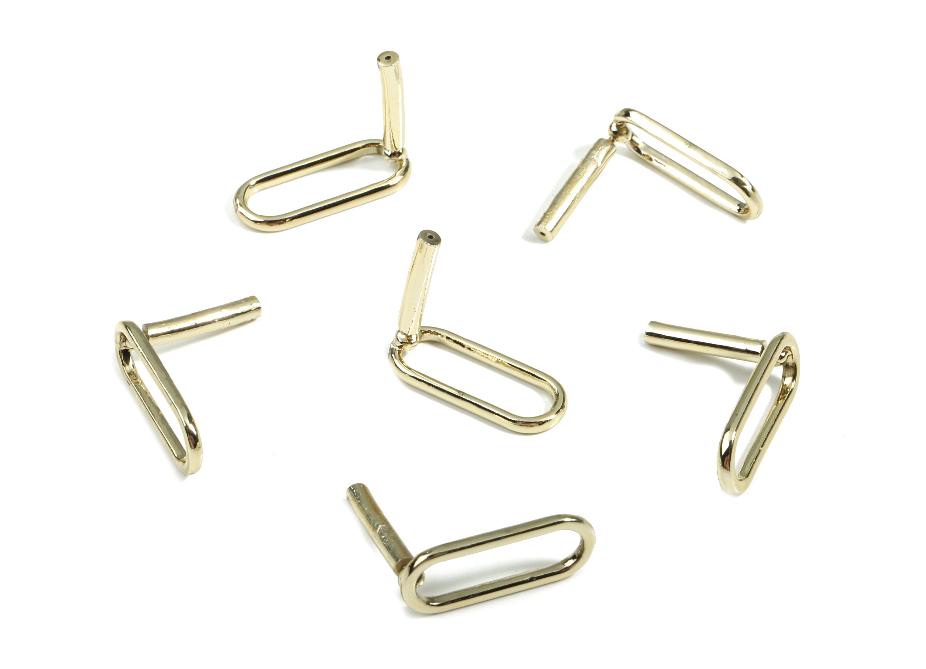 Alloy Oval Stud Earring - Zinc Alloy Oval Earring Post - Silver Stud - Gold Tone Plated - Jewelry Supplies - 19.96x8.06x1.68mm - ZZ1611 - DOMEDBAZAAR