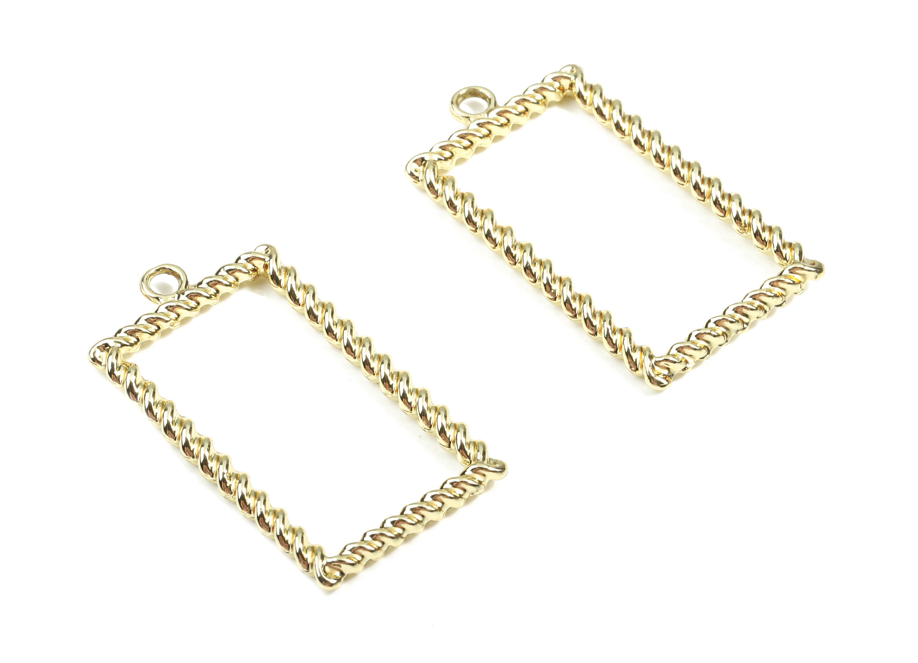 Alloy Rectangle Earring Charms - Zinc Alloy Screw Rectangle Pendant - Gold Tone Plated - Jewelry Supplies - 37.04x19.86x2.71mm - ZZ1661 - DOMEDBAZAAR