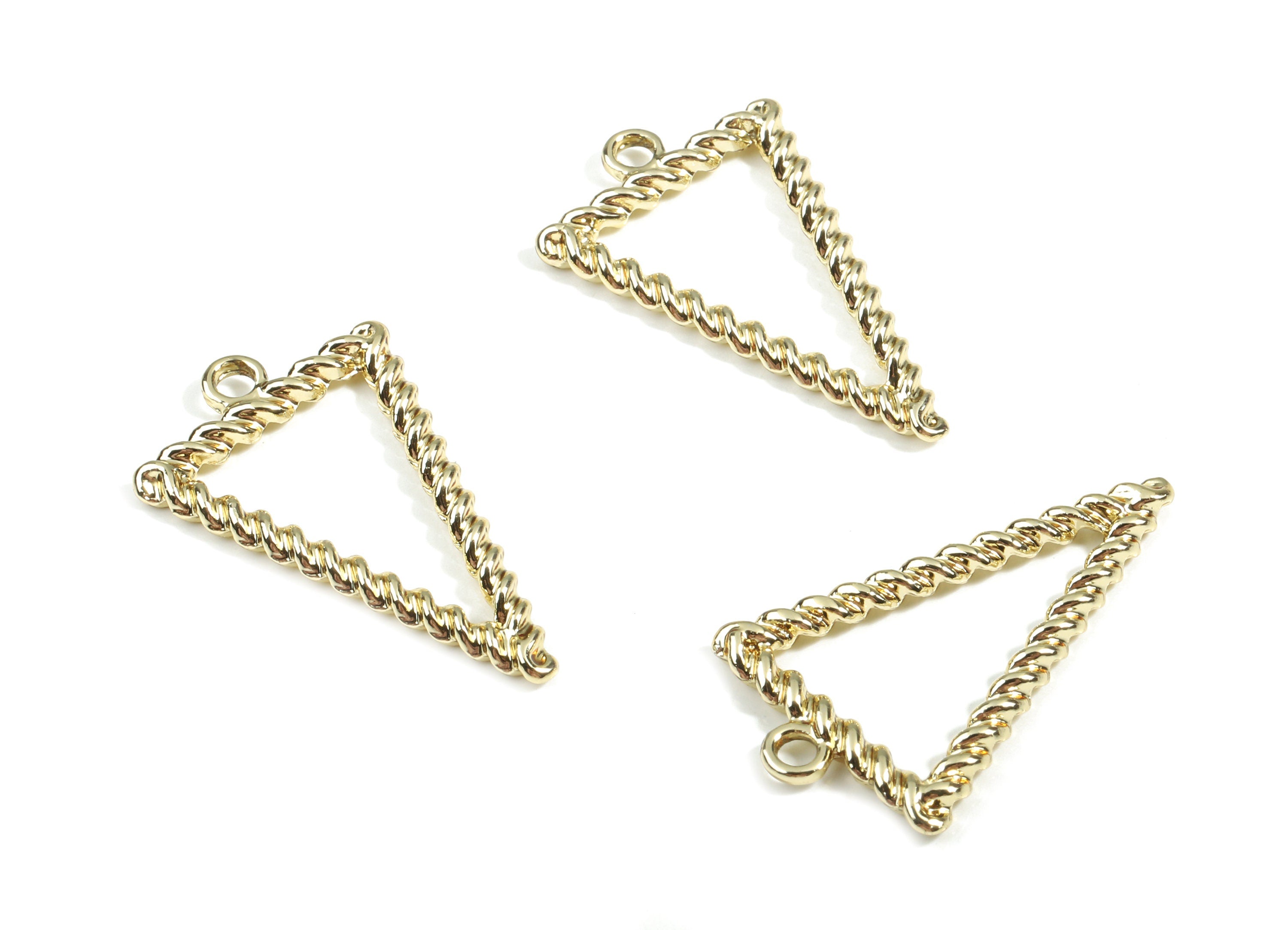 Alloy Triangle Earring Charms - Zinc Alloy Screw Triangle Pendant - Gold Tone Plated - Jewelry Supplies - 32.21x20.74x2.66mm - ZZ1670 - DOMEDBAZAAR