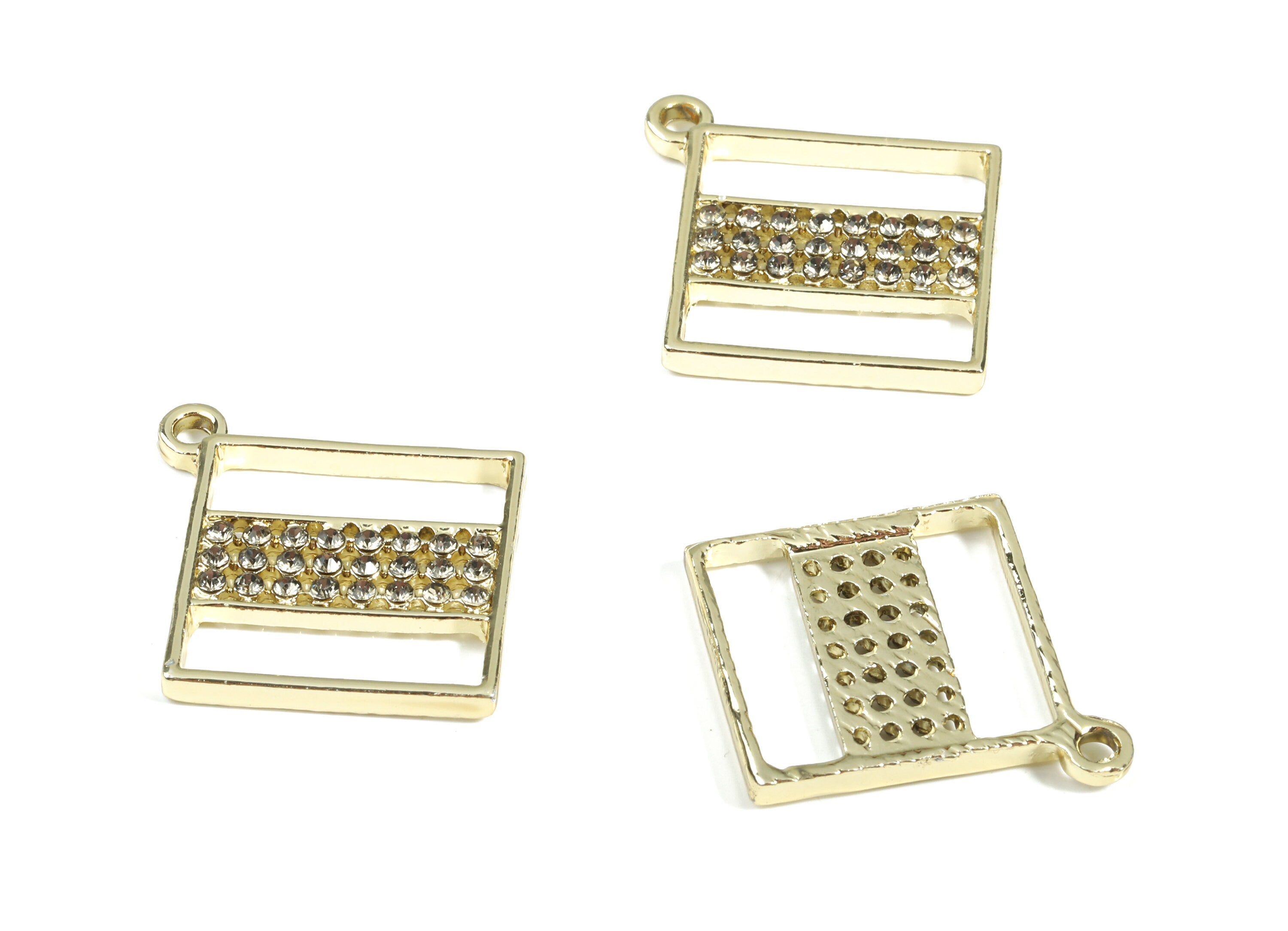 Alloy Square Pendant With Glasses - Zinc Alloy Square Earring Charms - Gold Tone Plated - Jewelry Supplies - 31.02x27.75x2.63mm - ZZ1689 - DOMEDBAZAAR