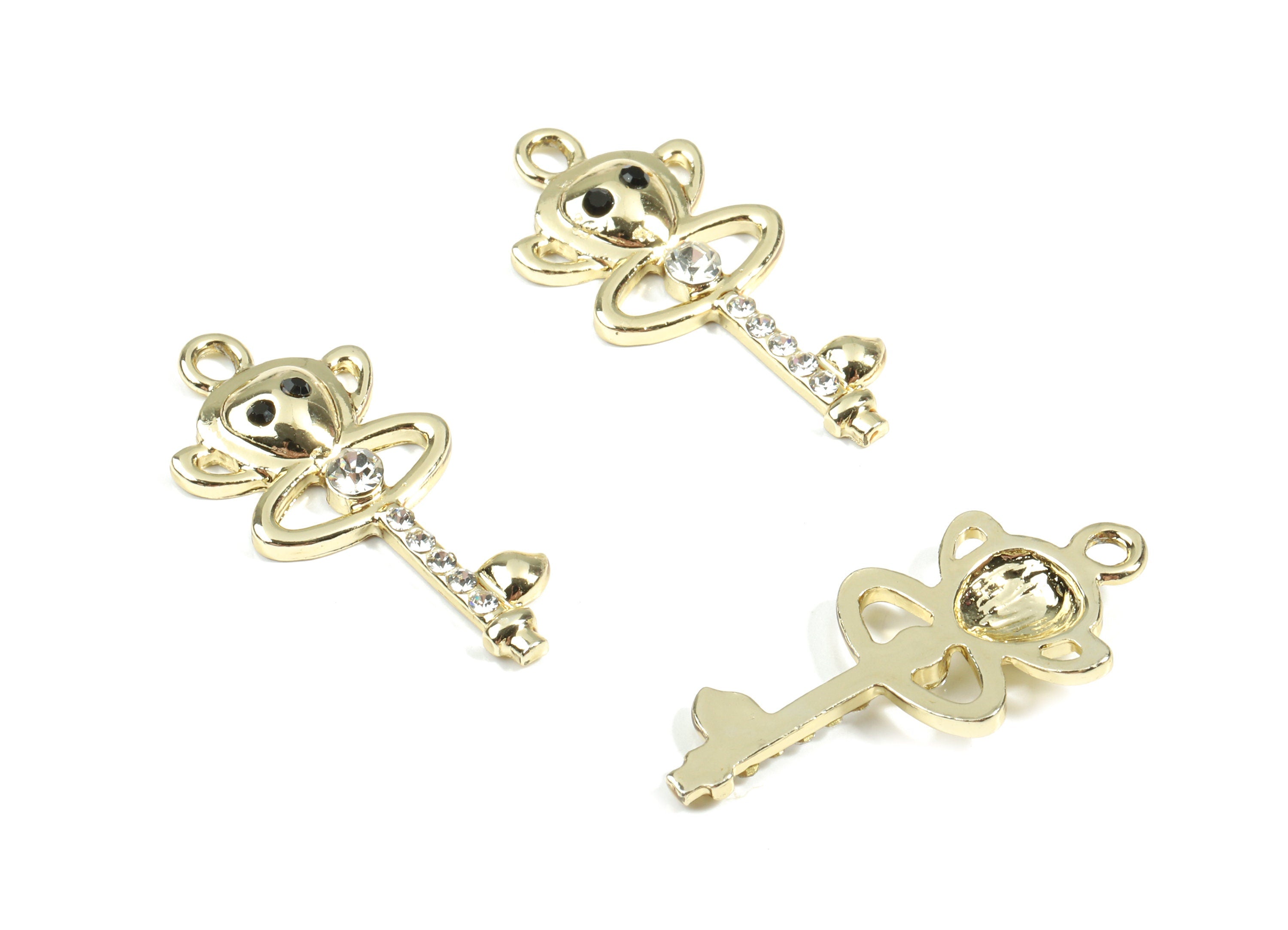 Alloy Monkey Key Pendant With Glasses - Zinc Alloy Monkey Key Earring Charms - Gold Tone Plated - Jewelry Supplies - 34x15.7x3.67mm - ZZ1679 - DOMEDBAZAAR