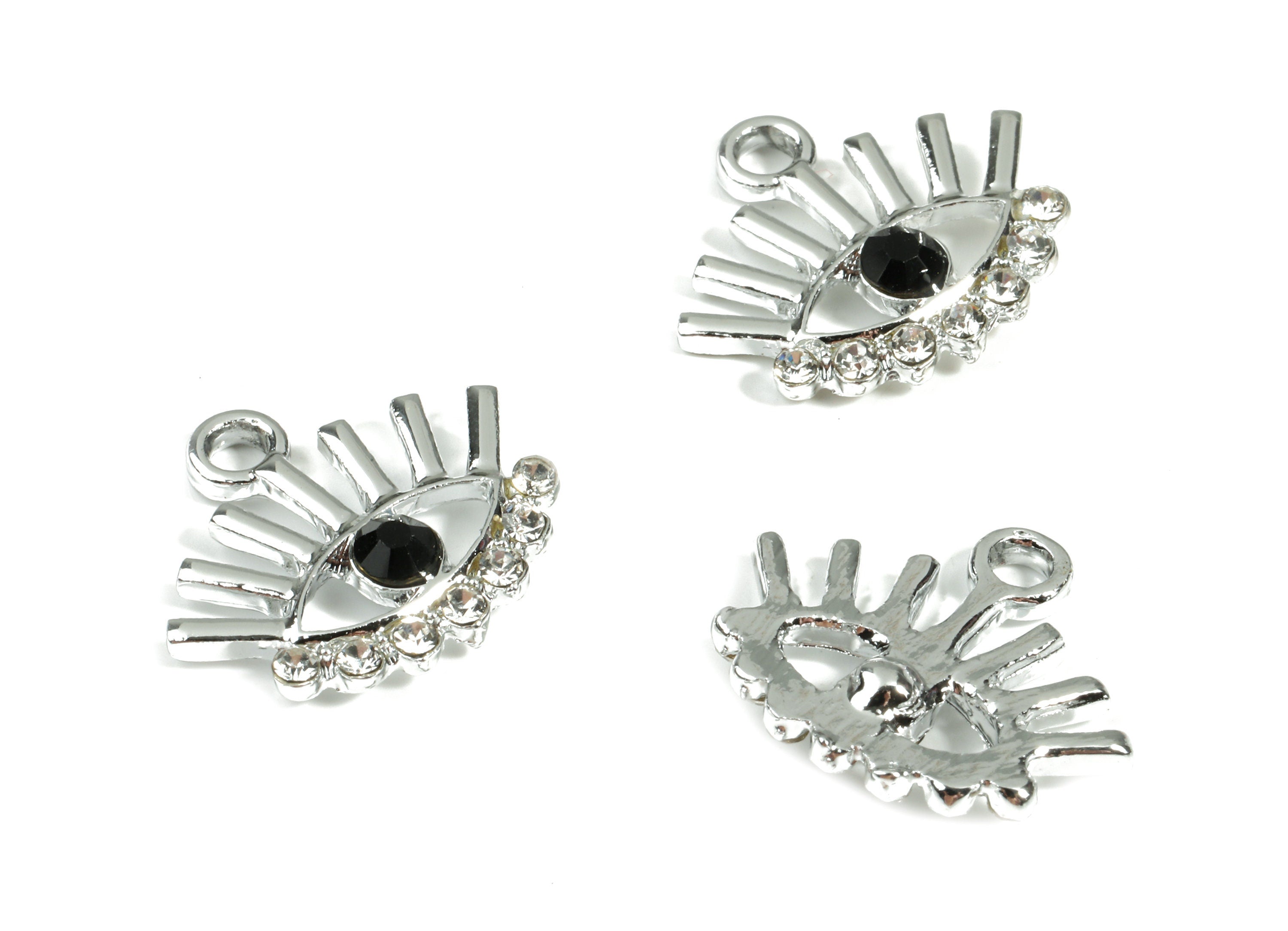 Alloy Eye Pendant With Glasses - Zinc Alloy Eye Earring Charms - Silver Tone Plated - Jewelry Supplies - 19.19x17.33x3.93mm - ZZ1682 - DOMEDBAZAAR