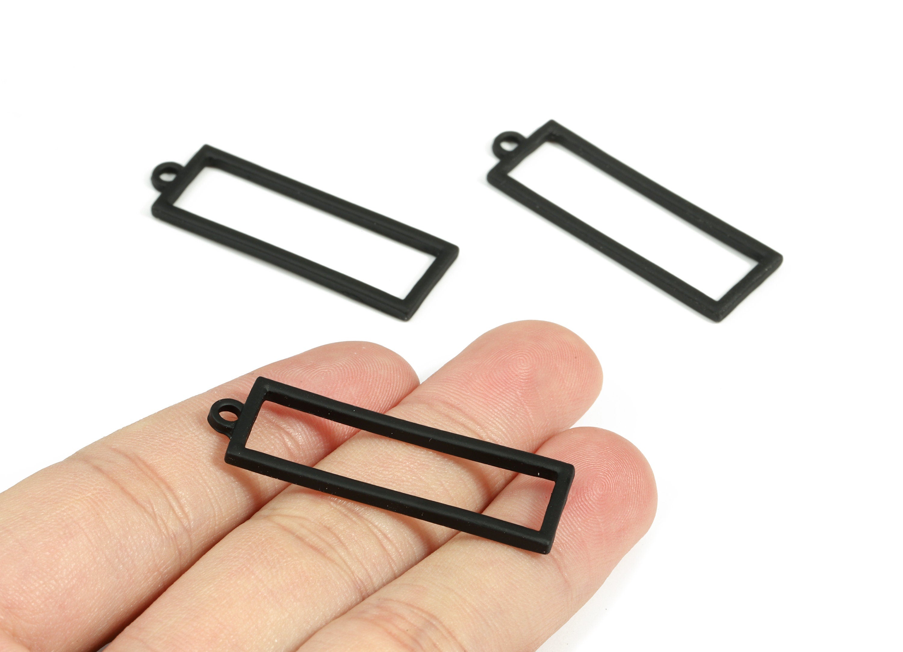 Alloy Rectangle Earring Charms - Zinc Alloy Rectangle Pendant - Matte Black Tone Plated - Jewelry Supplies - 42.15x13.61x2.29mm - ZZ1666 - DOMEDBAZAAR