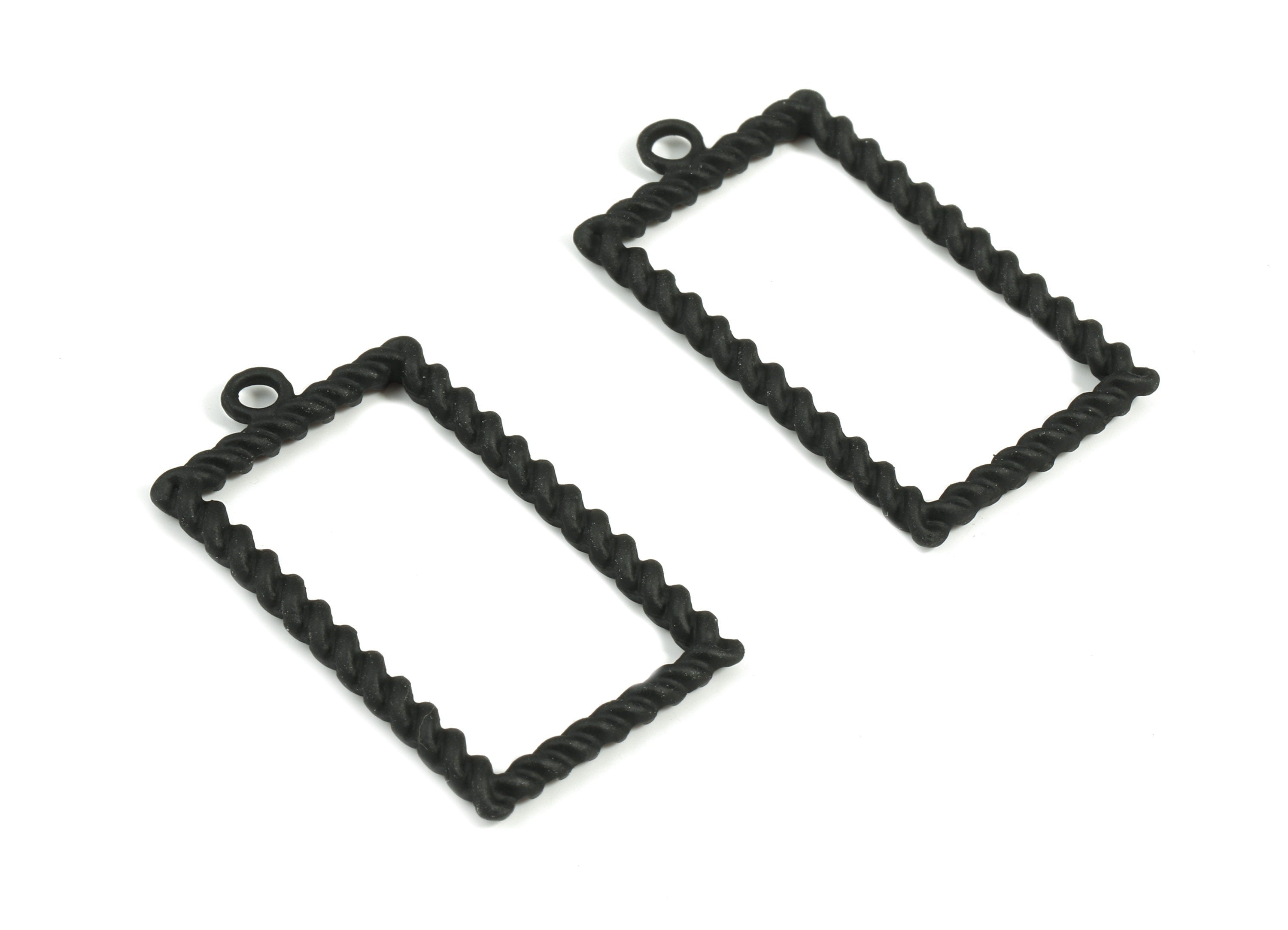 Alloy Rectangle Earring Charms - Zinc Alloy Screw Rectangle Pendant - Matte Black Tone Plated - Jewelry Supplies - 37x19.86x3.01mm - ZZ1663 - DOMEDBAZAAR