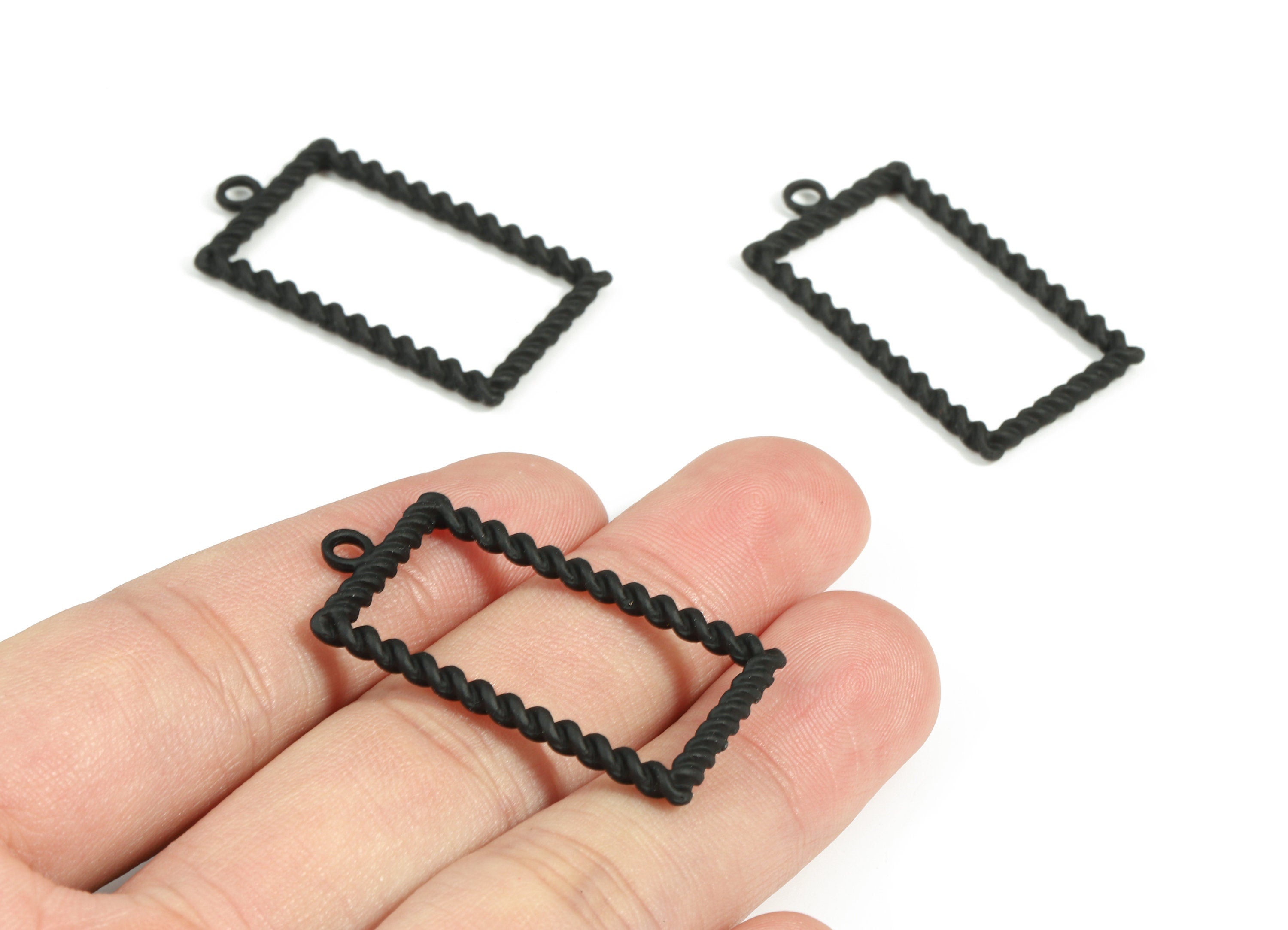 Alloy Rectangle Earring Charms - Zinc Alloy Screw Rectangle Pendant - Matte Black Tone Plated - Jewelry Supplies - 37x19.86x3.01mm - ZZ1663 - DOMEDBAZAAR