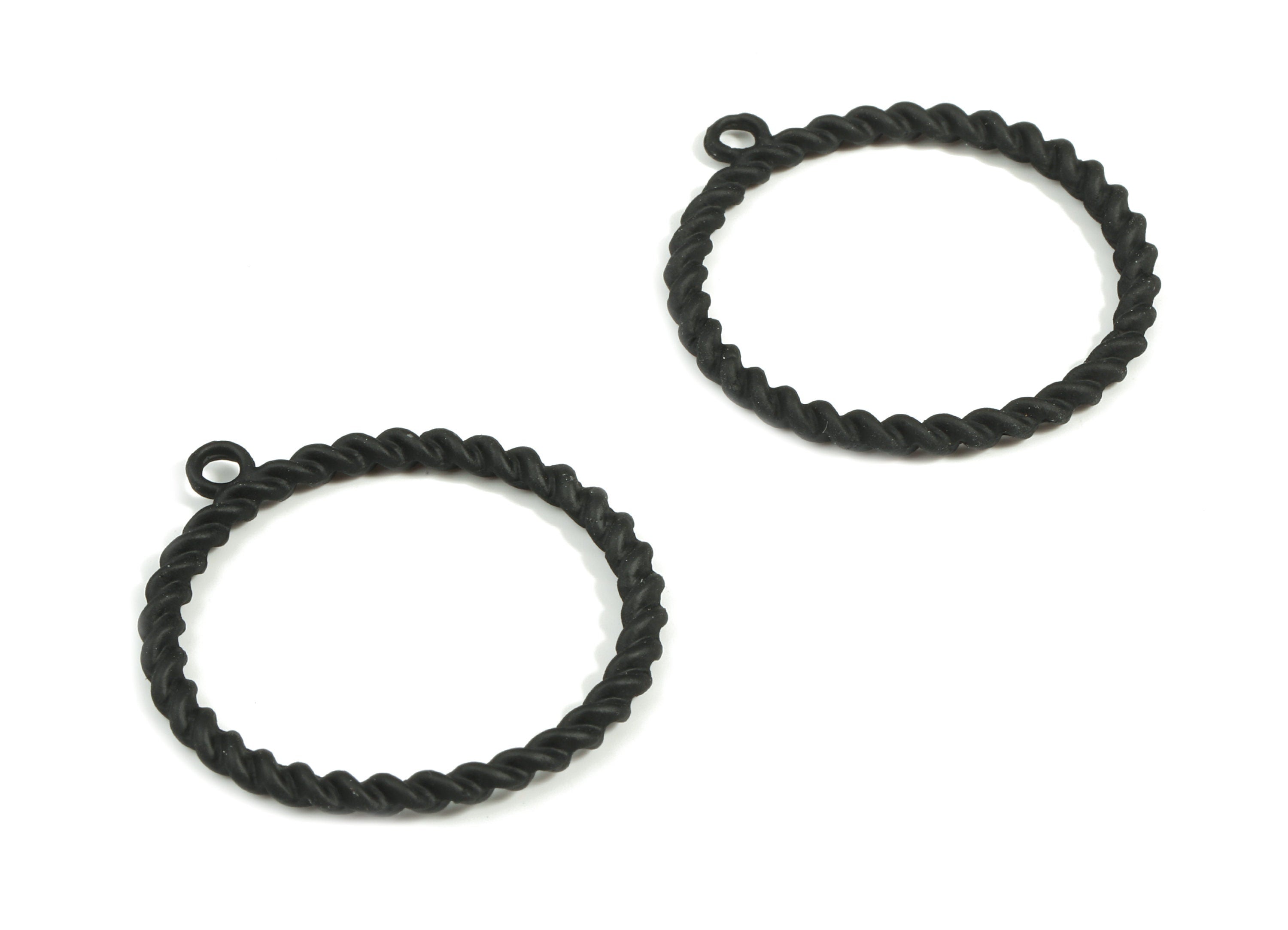 Alloy Circle Ring Earring Charms - Zinc Alloy Screw Hoop Pendant - Matte Black Tone Plated - Jewelry Supplies - 35.39x32.03x2.83mm - ZZ1657 - DOMEDBAZAAR