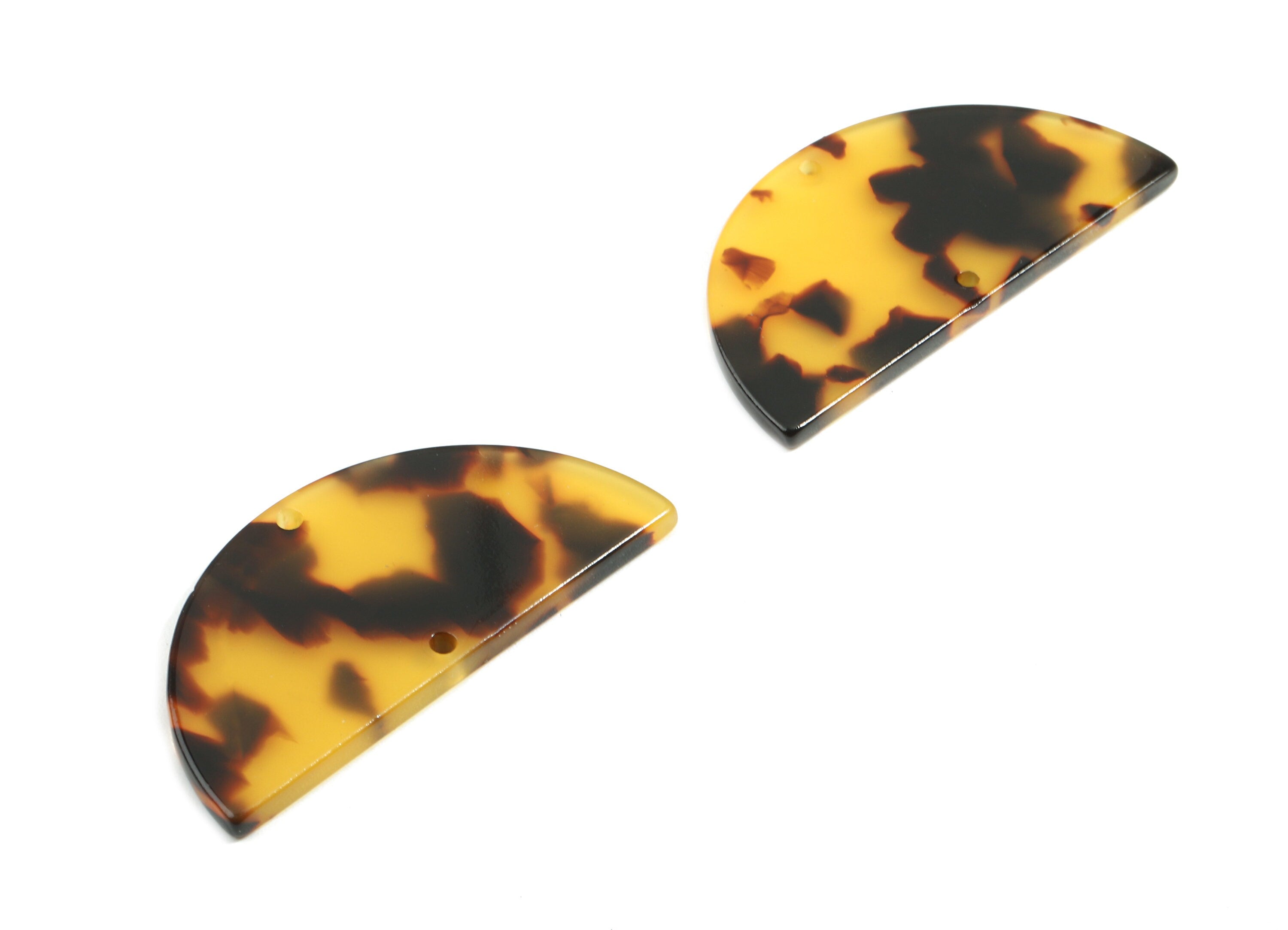 Acetate Semicircle Connectors - Tortoise Shell - Half Moon Earrings - 2 Holes - Color Code:A02 - 43.09x21.54x2.5mm - AC1800-A02 - DOMEDBAZAAR